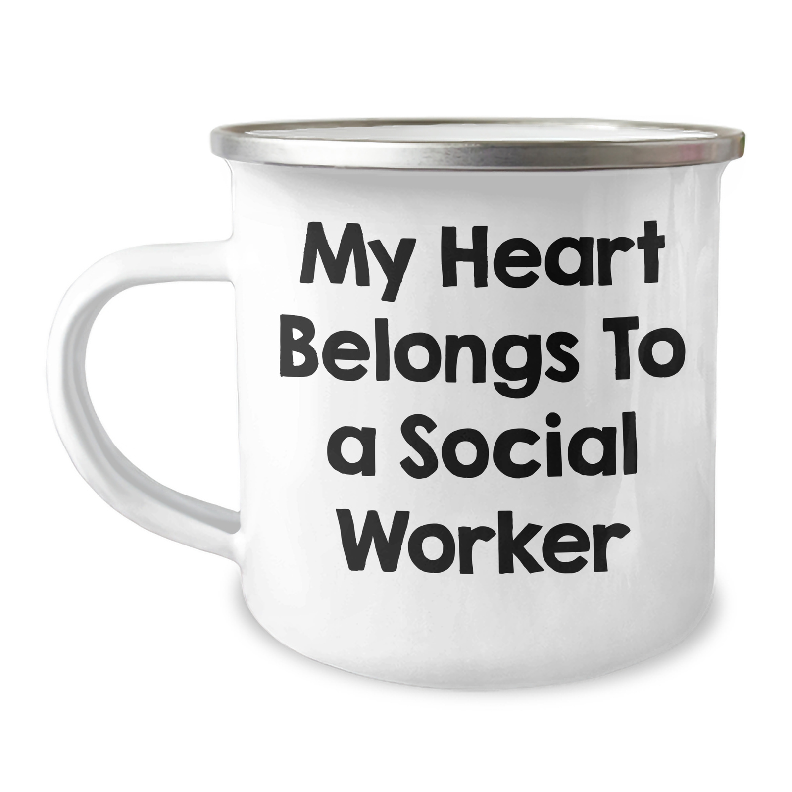 Funny Social Worker Gifts from Men, Unique My Heart Belongs To A Social Worker Camping Mug for Social Workers on Father's Day - Image 1