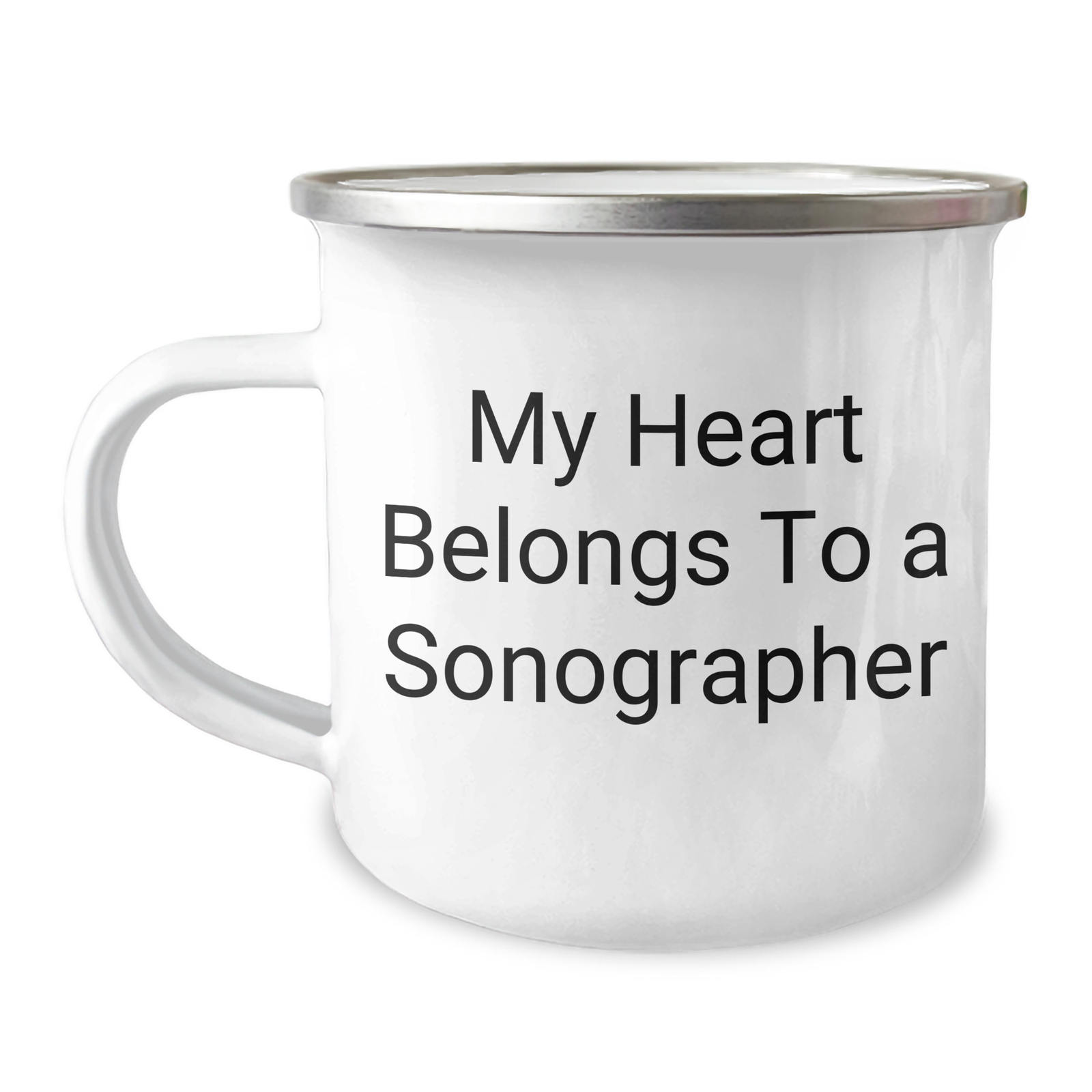Funny Sonographer Gifts from Friends, Unique Camping Mug for Dad, 'My Heart Belongs To A Sonographer' Quote, Father's Day Unique Gifts - Image 1