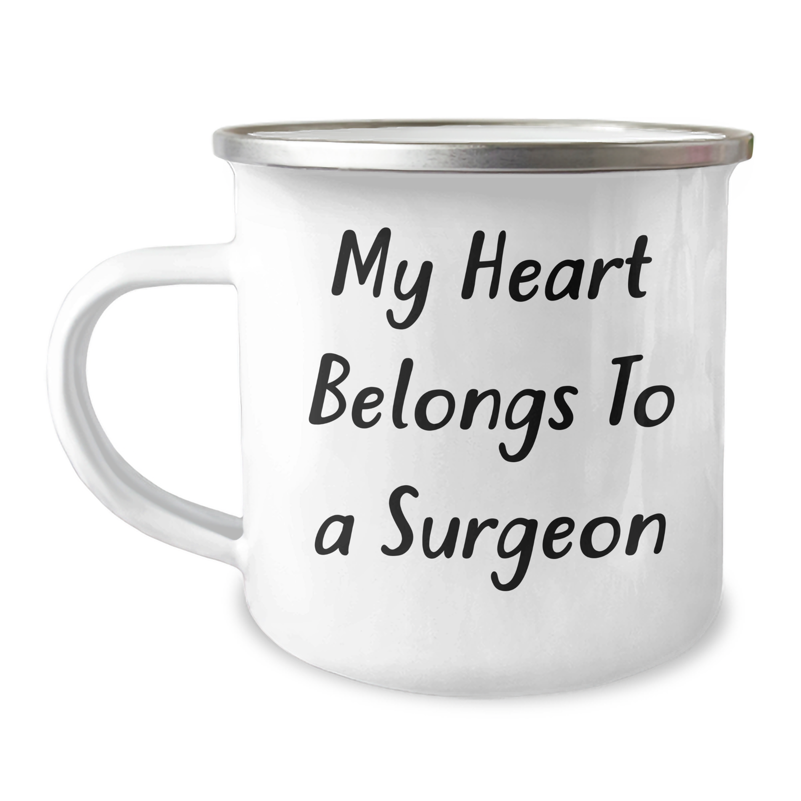 Funny Surgeon Gifts for Him, My Heart Belongs To A Surgeon Quote, Camping Mug for Father's Day from Family, Unique Gifts for Surgeon Men - Image 1