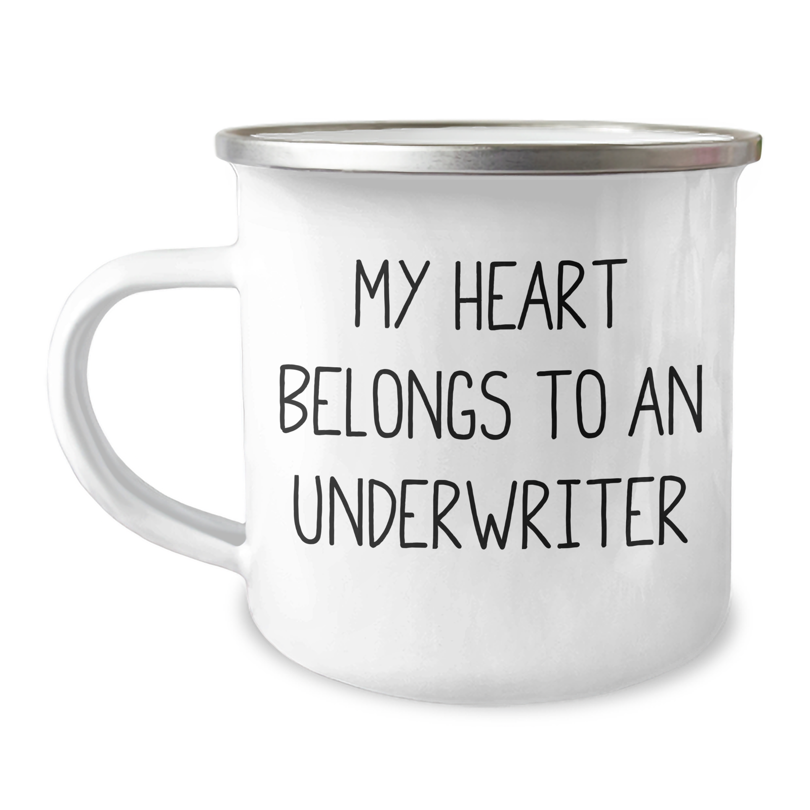 Underwriter Humor Gifts from Men to Underwriter, My Heart Belongs To An Underwriter Funny Camping Mug for Father's Day - Image 1