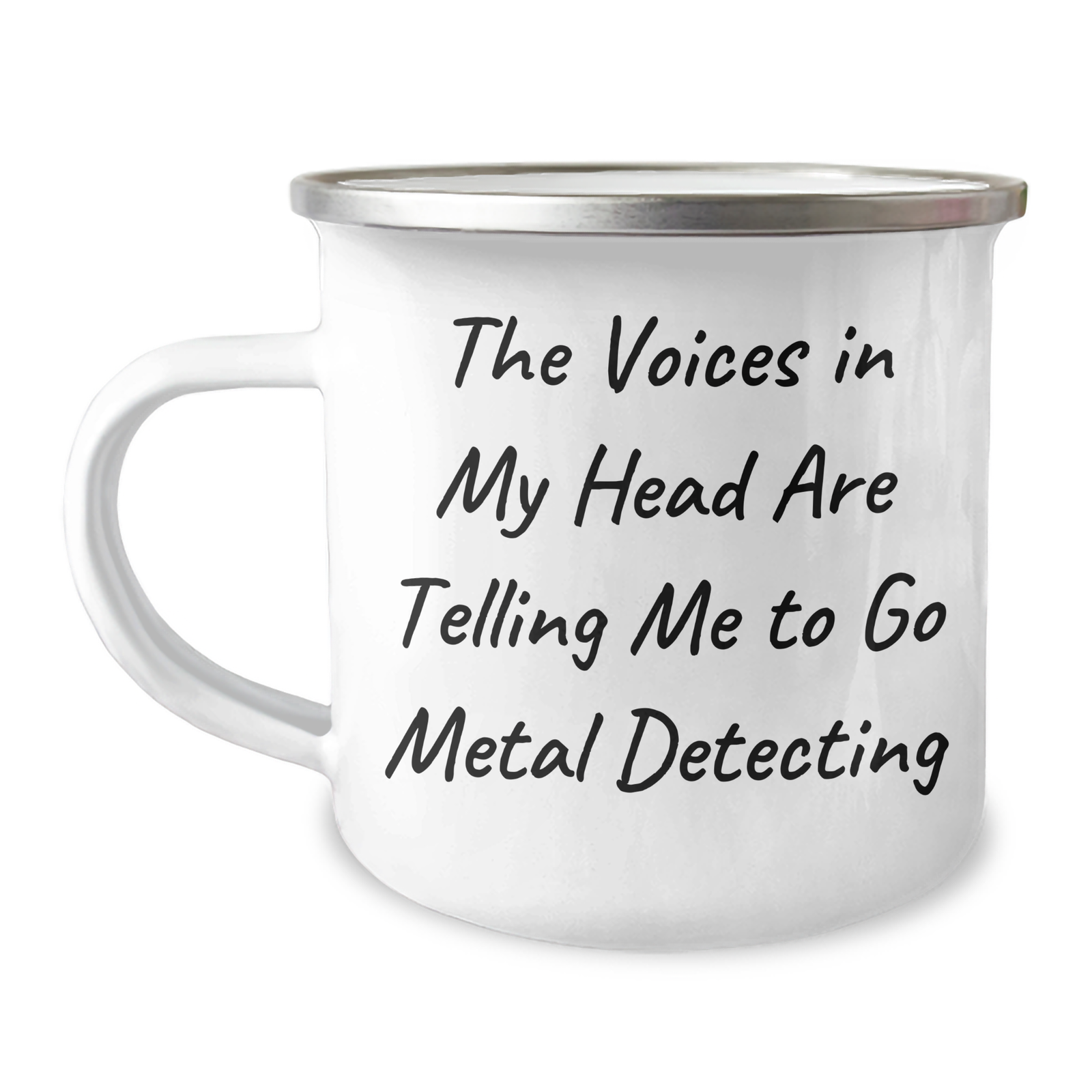 Funny Metal Detecting Camping Mug, Gifts from Men, Gifts for Metal Detecting Enthusiasts, Unique Father's Day Unique, The Voices In My Head Are Telling Me To Go Metal Detecting - Image 1