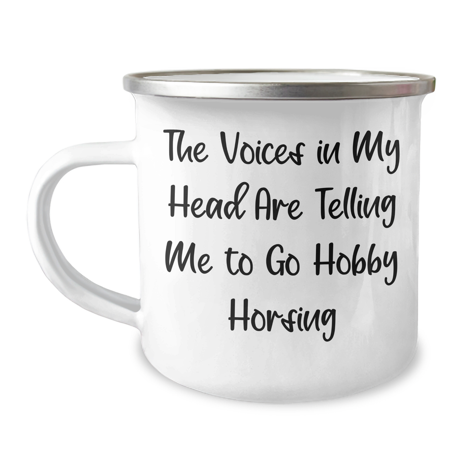 Funny Hobby Horsing Gifts from Men to Friends - The Voices In My Head Are Telling Me To Go Hobby Horsing, Camping Mug for Father's Day - Image 1