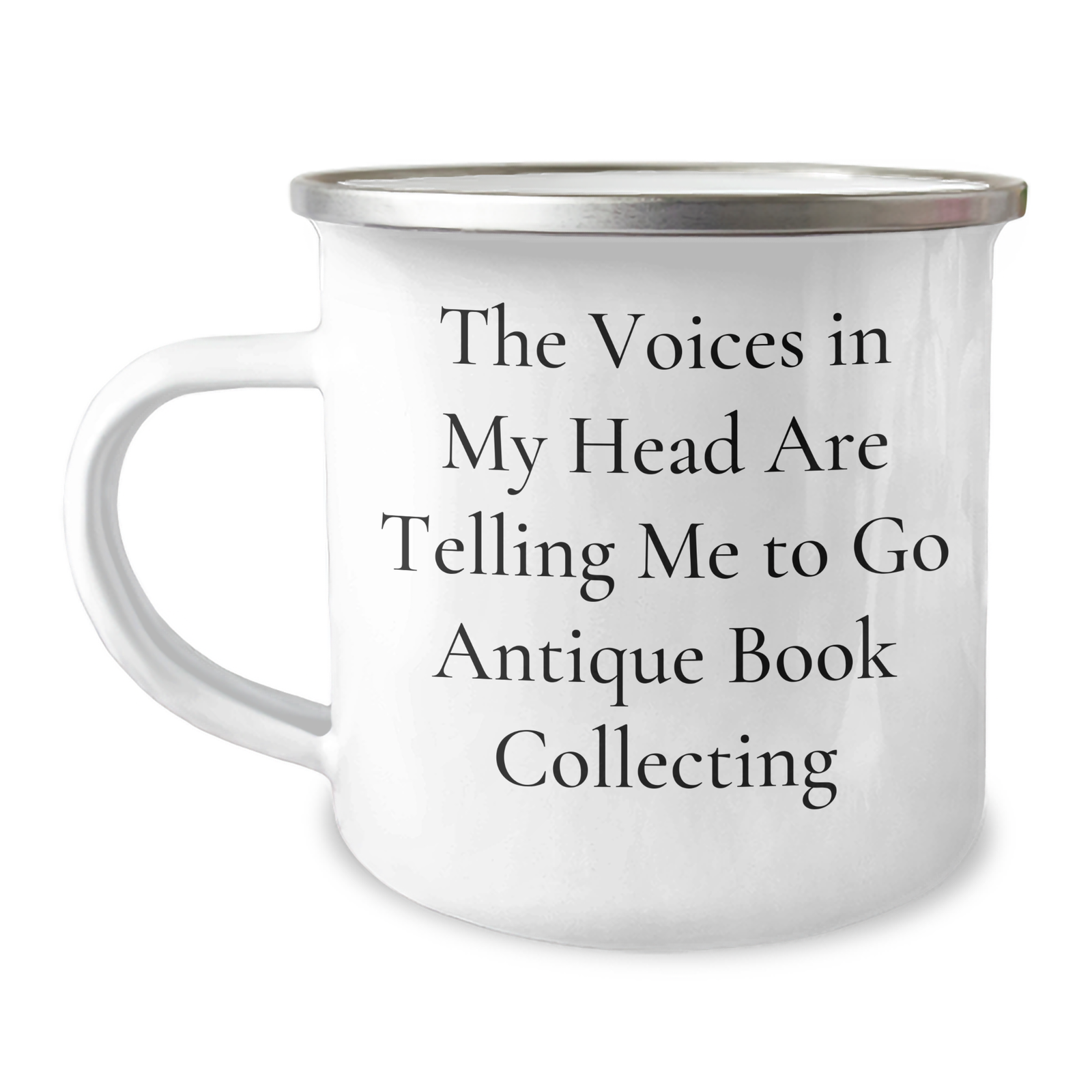 Funny Antique Book Collecting Gifts for Men - Camping Mug with The Voices In My Head Are Telling Me To Go Antique Book Collecting, Perfect for Father's Day from Friends - Image 1