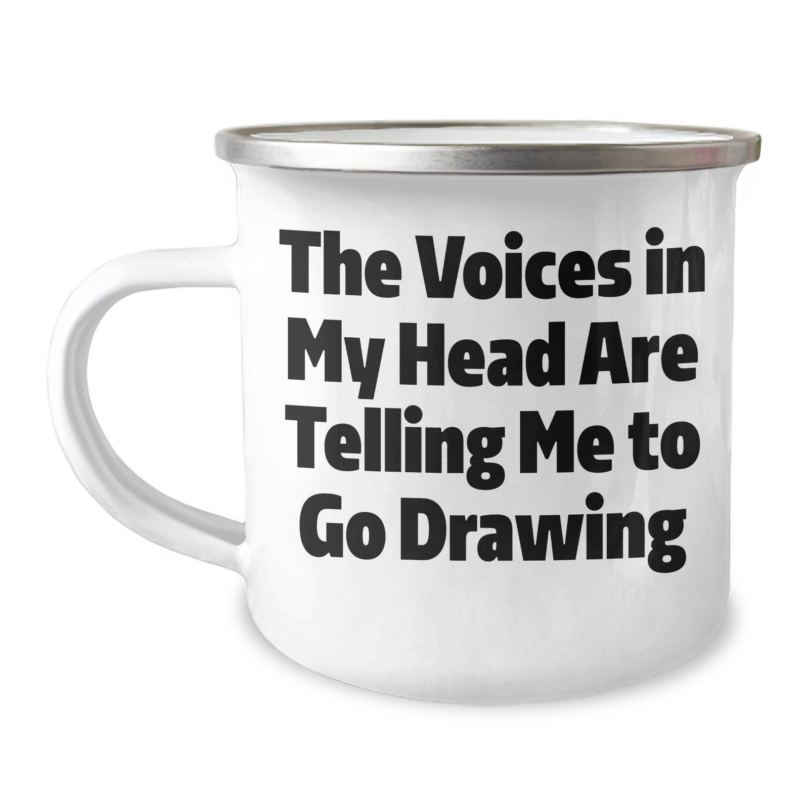 Funny Drawing Inspiration Gifts for Him from Family, Unique Father's Day Unique Gifts for Men, Camping Mug with Quote 'The Voices In My Head Are Telling Me To Go Drawing' - Image 1