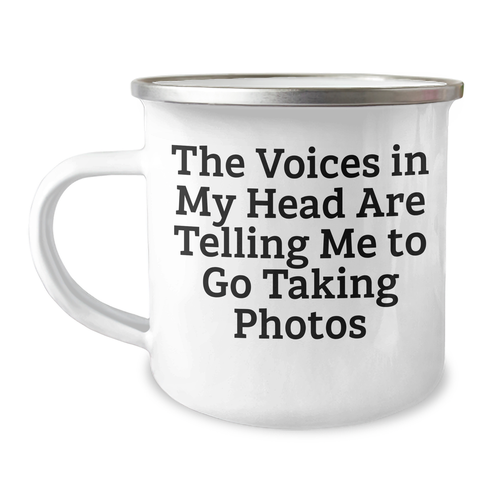 Funny Taking Photos Gifts for Men - The Voices In My Head Are Telling Me To Go Taking Photos Camping Mug, Perfect for Father's Day - Image 1