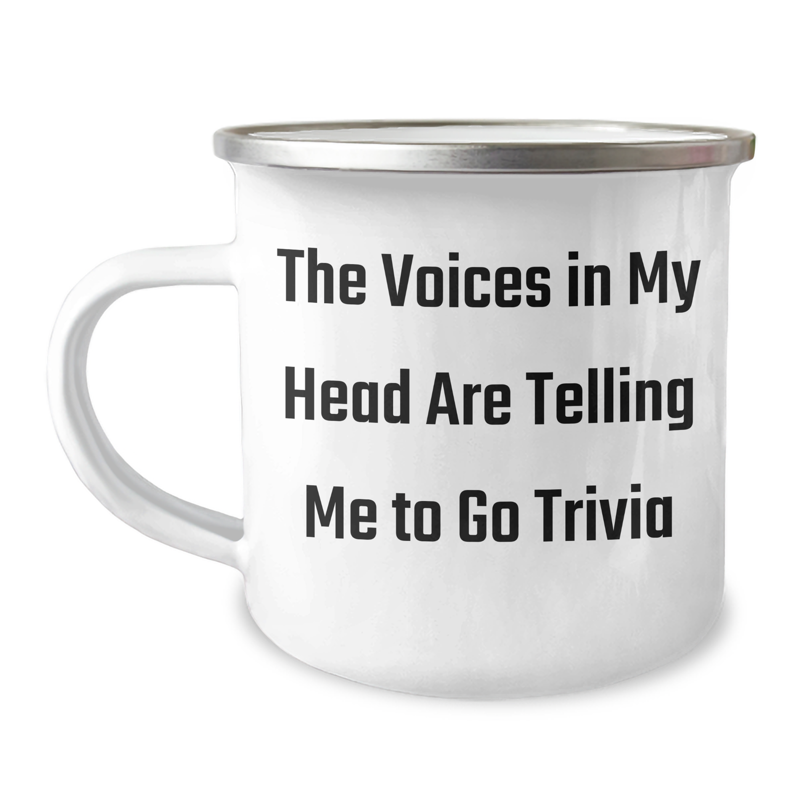 Funny Trivia Gifts for Him, Camping Mug with Quote 'The Voices In My Head Are Telling Me To Go Trivia', Unique Father's Day Unique Gifts from Men to Men - Image 1