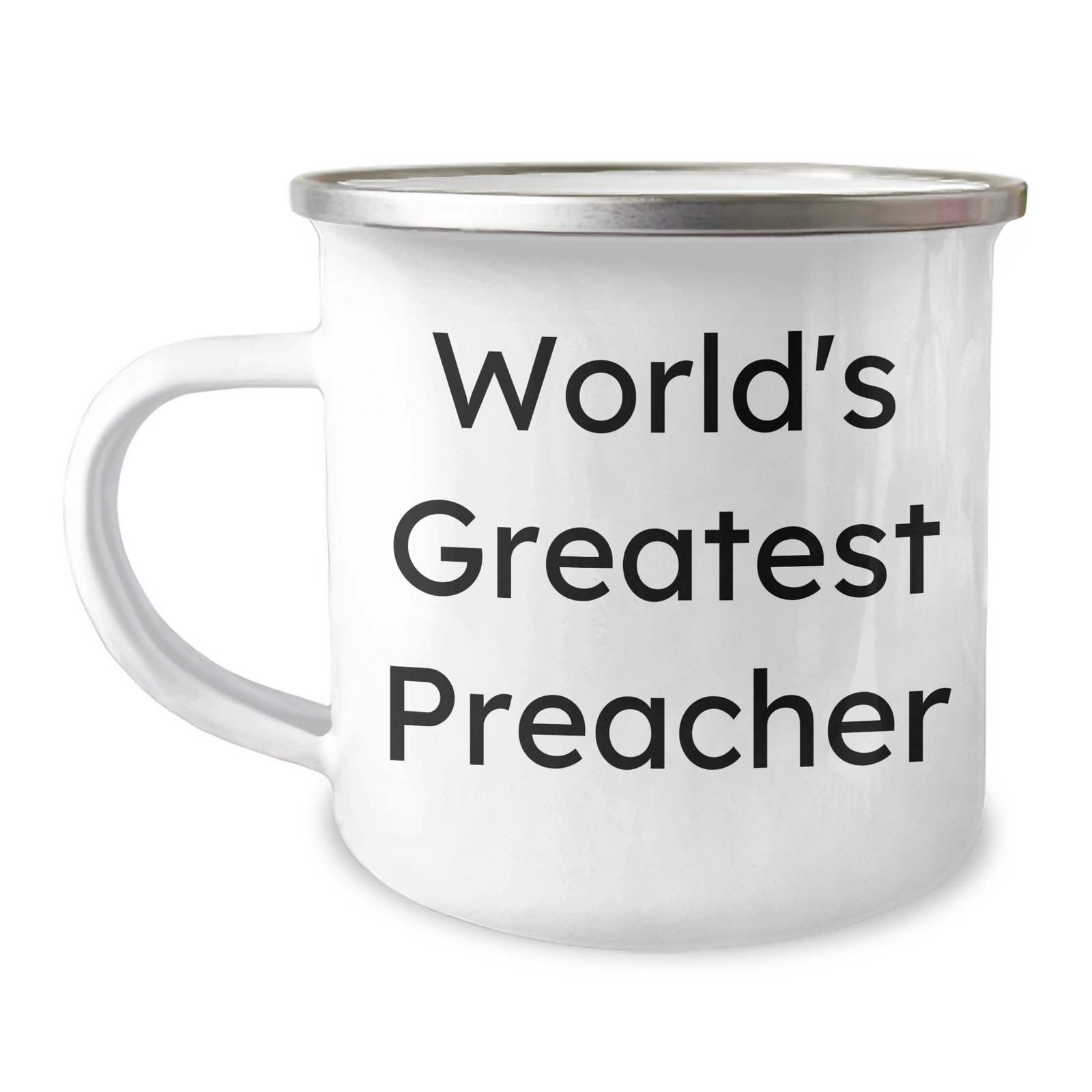 Funny Preacher Gifts from Men - World's Greatest Preacher Quote on 12oz Camping Mug, Perfect for Father's Day, Unique Gifts for Preacher Friends - Image 1