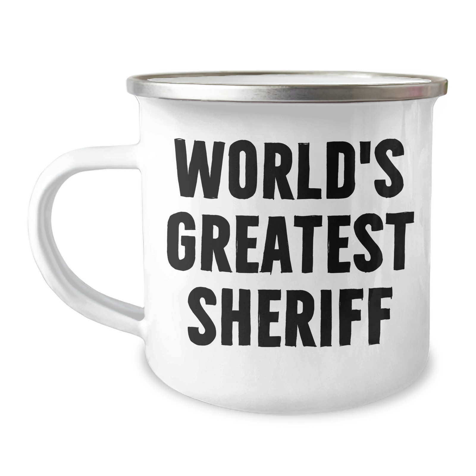 Funny Sheriff Gifts for Mom on Mother's Day - 'World's Greatest Sheriff' Camping Mug, 12 oz Stainless Steel, Enamel Finish - Image 1