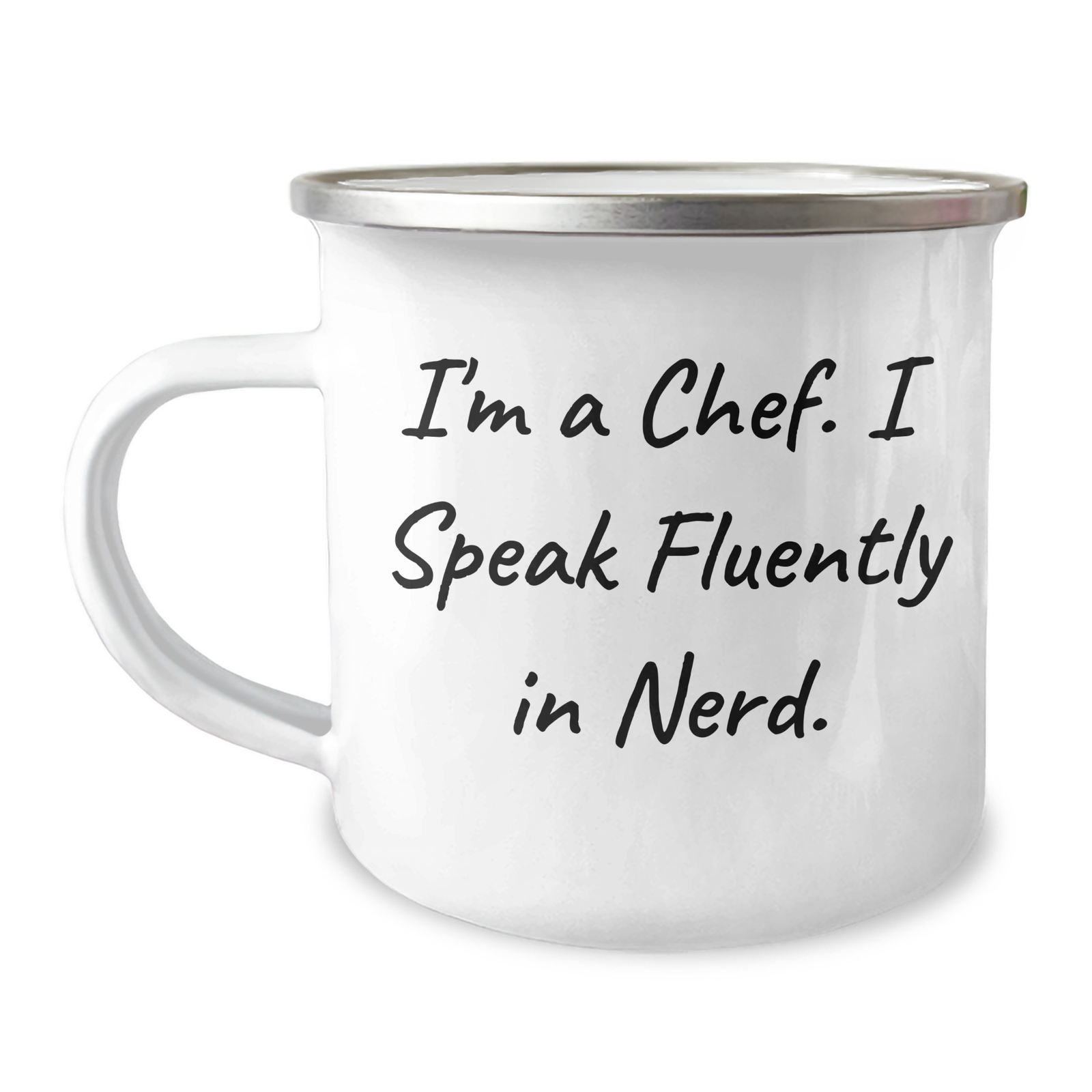 Funny Chef Gifts, Camping Mug for Men, 'I'm A Chef. I Speak Fluently In genius.' - Unique Father's Day Presents from Friends to Family - Image 1