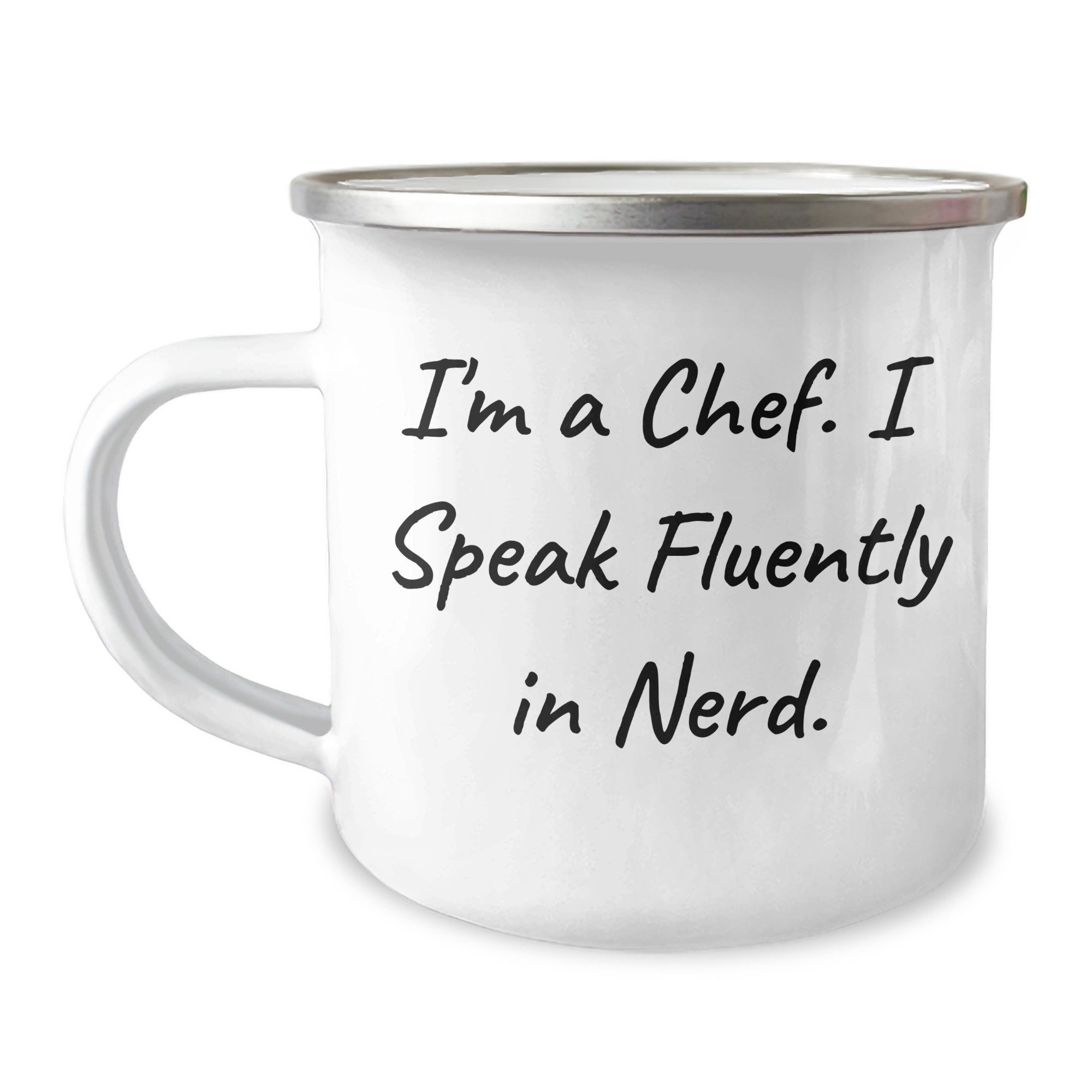 Funny Chef Gifts, Camping Mug for Men, 'I'm A Chef. I Speak Fluently In genius.' - Unique Father's Day Presents from Friends to Family - Image 1