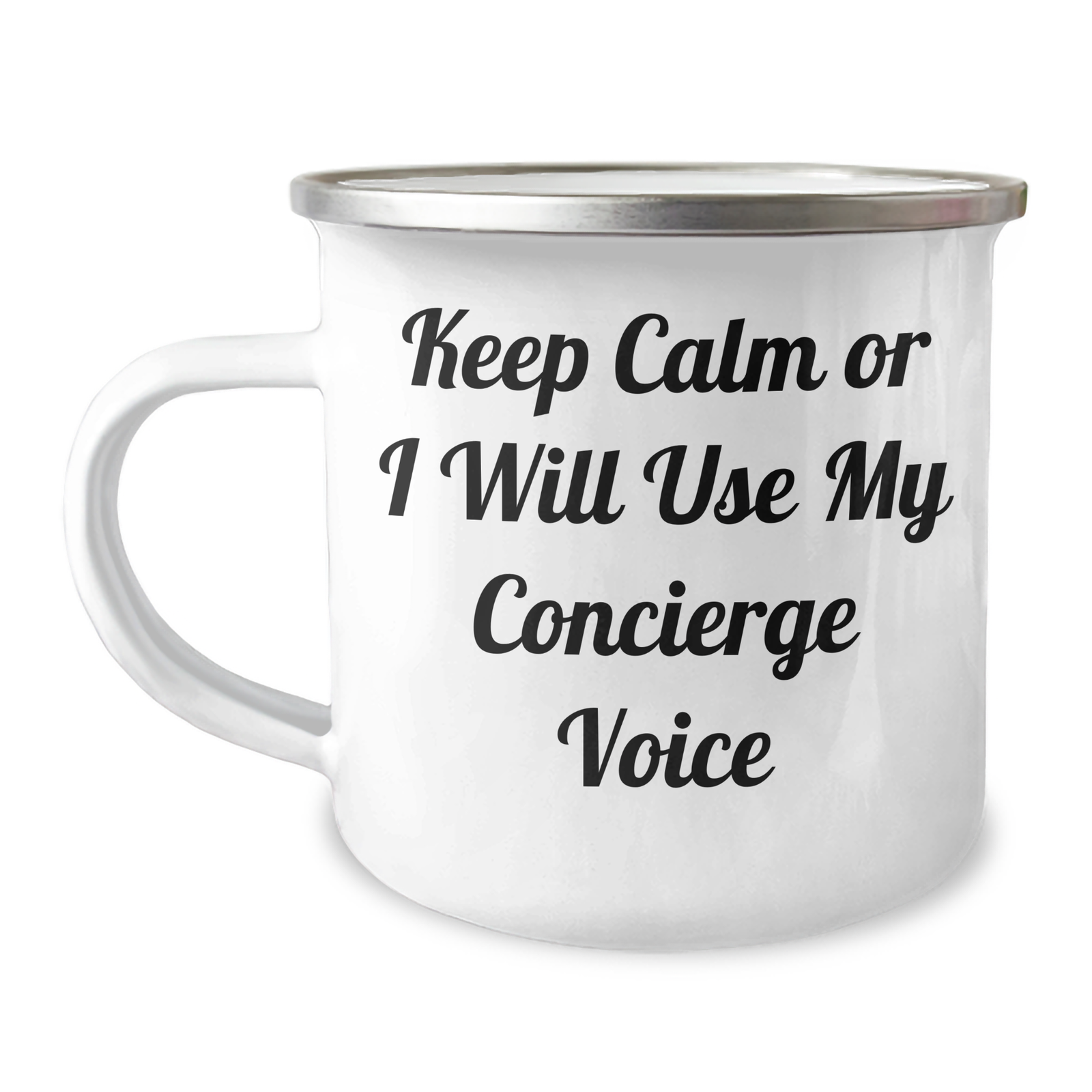 Funny Concierge Gifts from Men to Women - Keep Calm Or I Will Use My Concierge Voice, Camping Mug for Mother's Day - Image 1