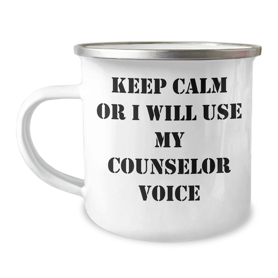 Counselor Gifts from Friends and Family Keep Calm Or I Will Use My Voice, Funny Camping Mug, Father's Day Unique Gifts for Counselors - Image 1