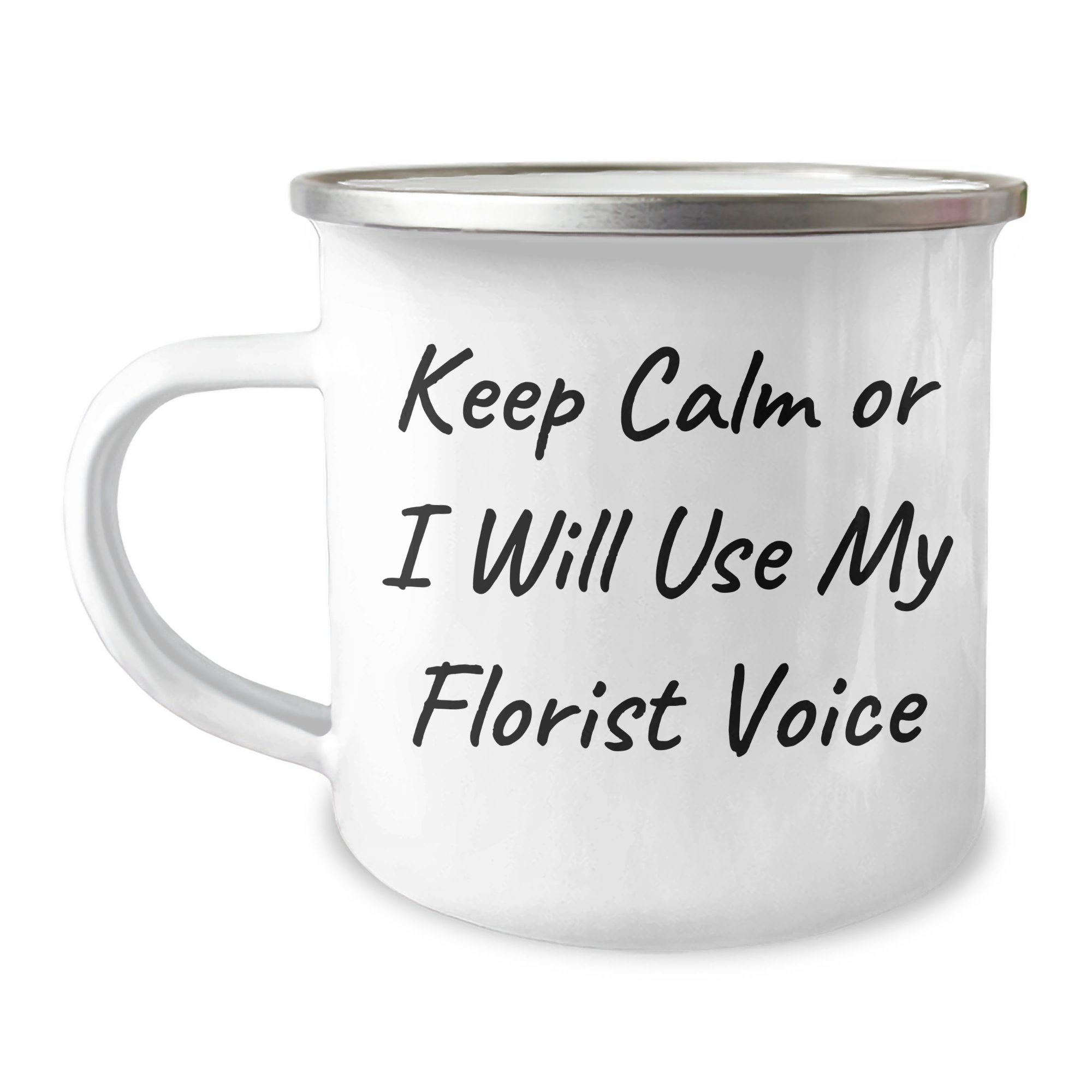 Funny Florist Gifts from Men, Unique Camping Mug for Florist, Keep Calm or I Will Use My Florist Voice, Gift for Mother's Day - Image 1