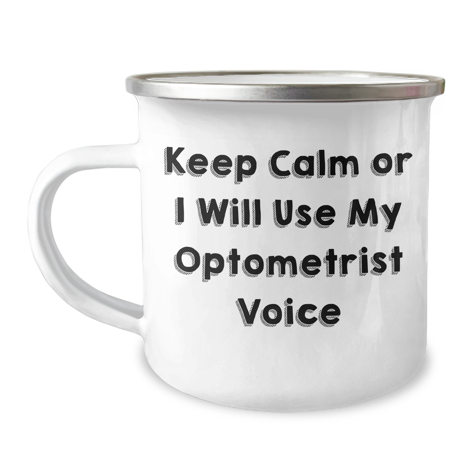Optometrist Gifts from Friends and Family, Keep Calm Or I Will Use My Optometrist Voice, Funny Camping Mug for Dad, Father's Day Unique Gifts - Image 1