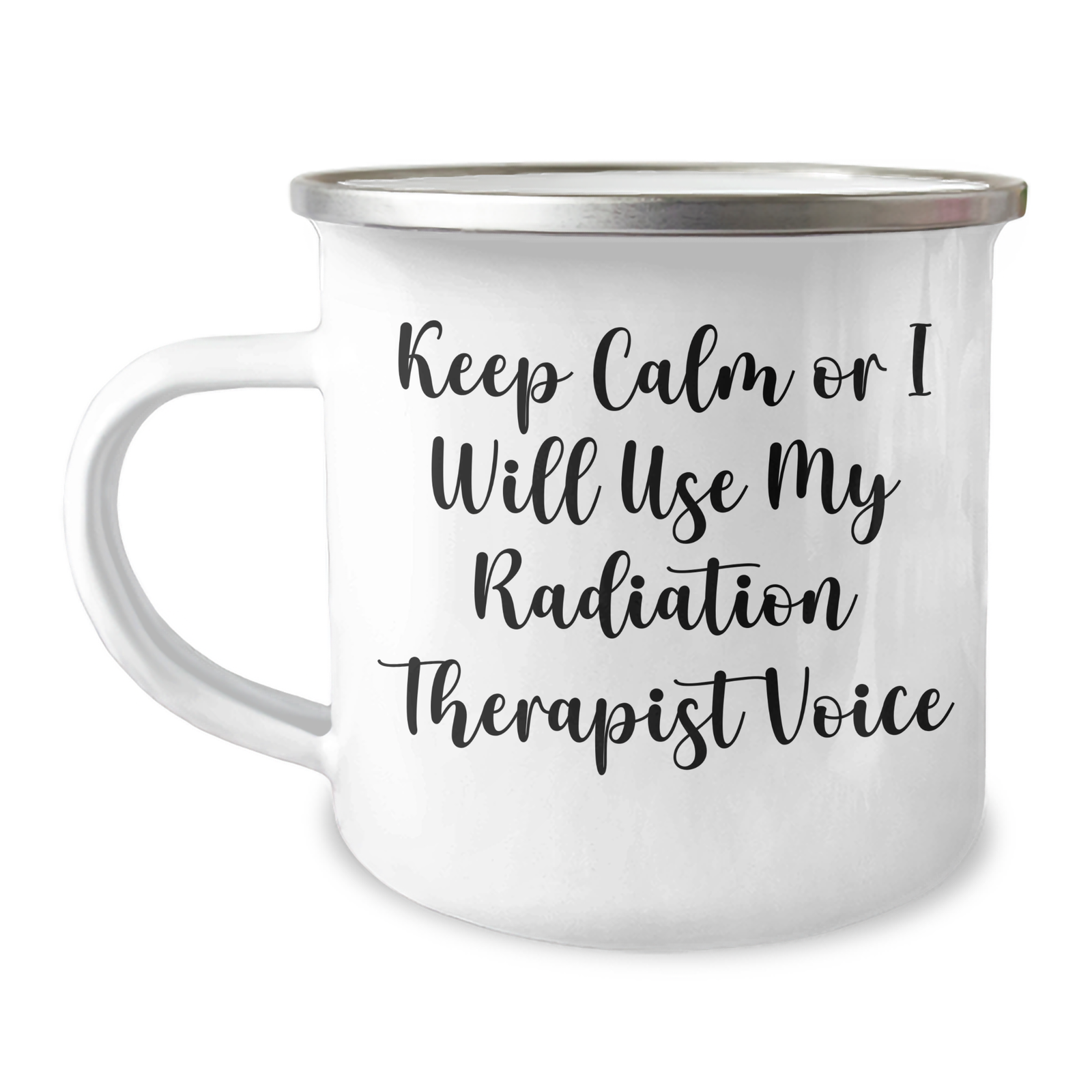 Funny Radiation Therapist Gifts for Her - Keep Calm Or I Will Use My Radiation Therapist Voice Camping Mug for Mother's Day from Friends - Image 1