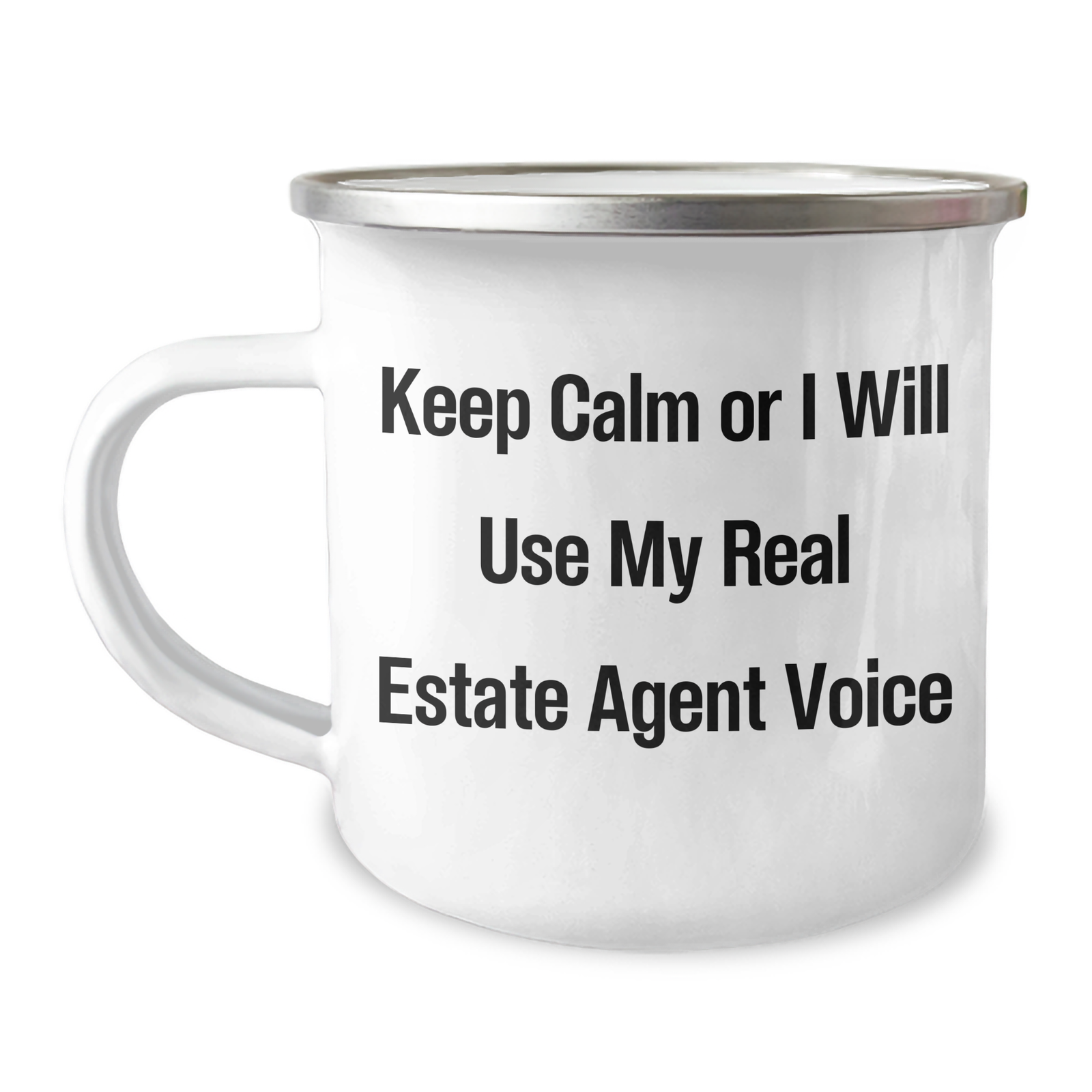 Funny Real Estate Agent Gifts, Keep Calm Or I Will Use My Real Estate Agent Voice, Camping Mug for Dad, Father's Day Unique Gifts from Family to Men - Image 1