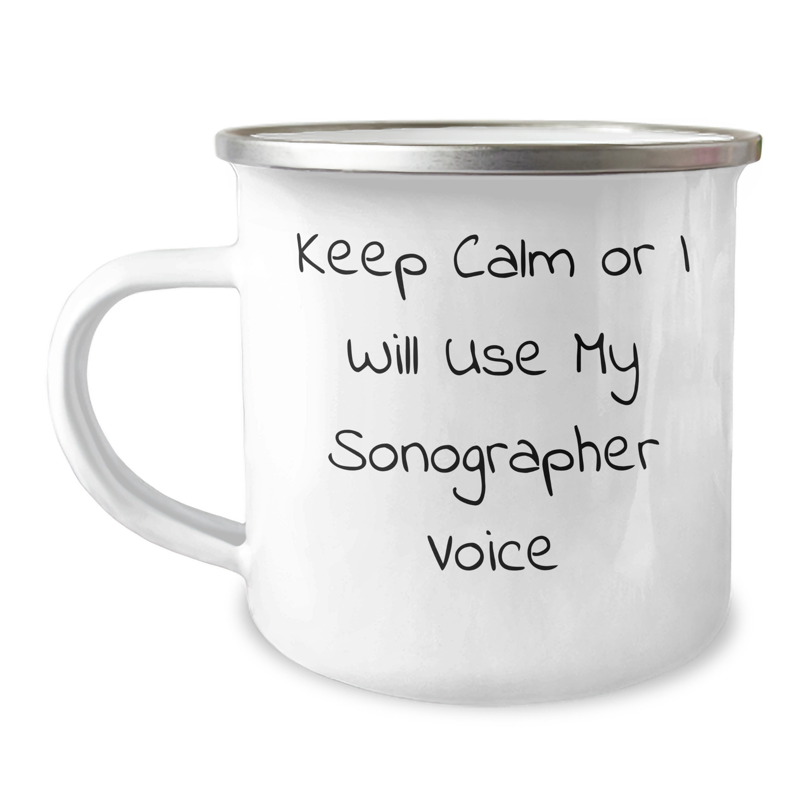 Sonographer Humor Gifts from Friends, 'Keep Calm Or I Will Use My Sonographer Voice' Funny Camping Mug, Father's Day Unique Gifts for Sonographer - Image 1