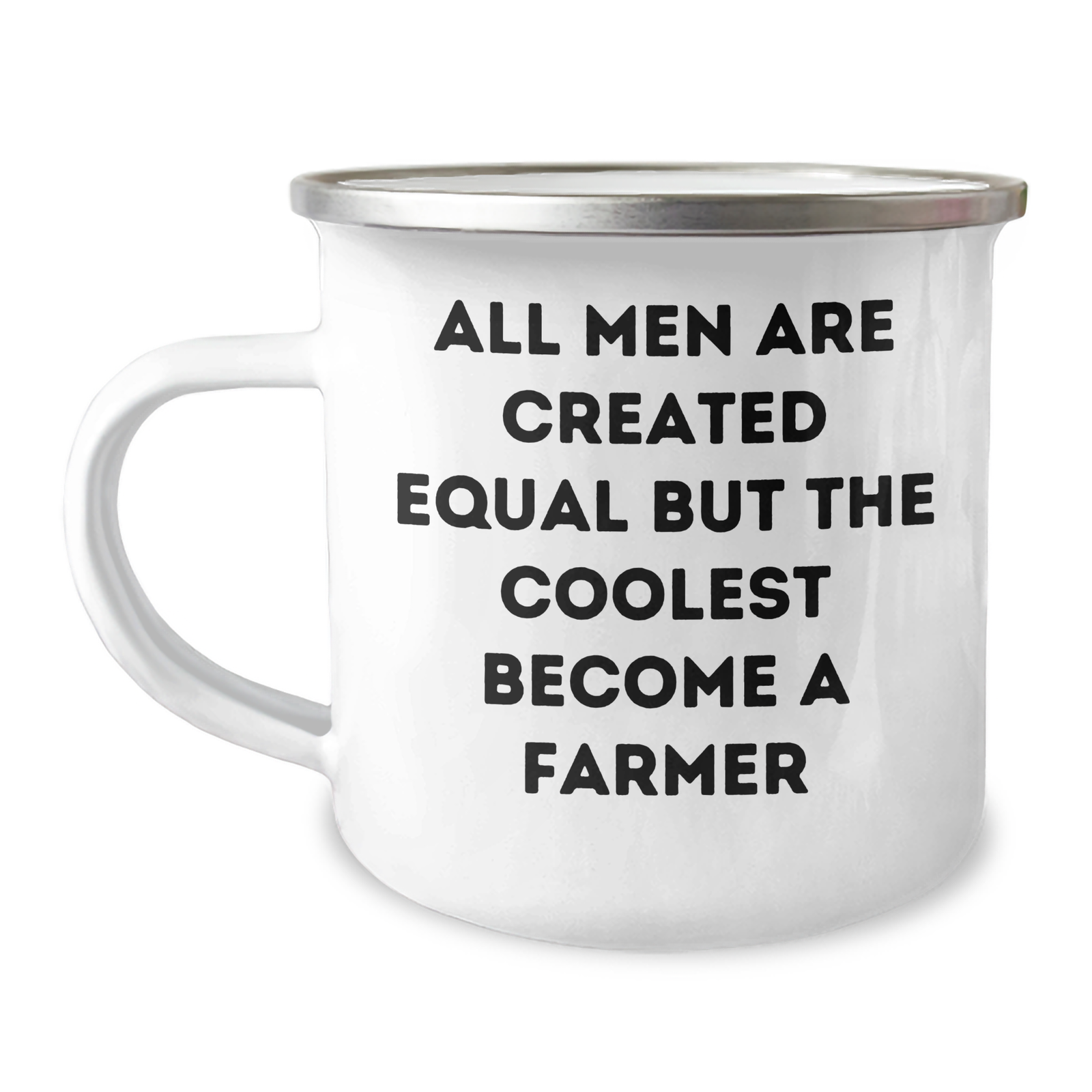 Funny Farmer Gifts for Him, Camping Mug with Quote 'All Men Are Created Equal But The Coolest Become A Farmer', Unique Father's Day Unique Gifts from Friends - Image 1