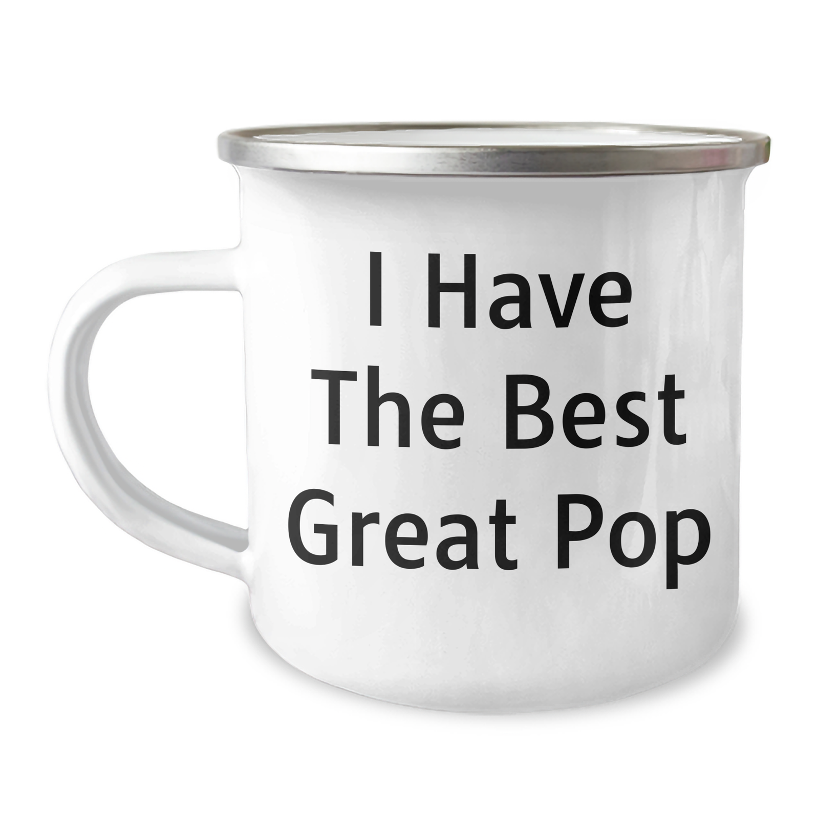 Funny Pop Camping Mug, Gifts from Family on Father's Day, 'I Have The Best Great Pop' Quote, 12 oz Capacity, Stainless Steel with Enamel Finish - Image 1