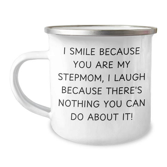 Funny Stepmom Gifts, I Smile Because You Are My Stepmom, Men Gifts from Family on Father's Day, Gifts for Stepmom, Camping Mug - Image 1