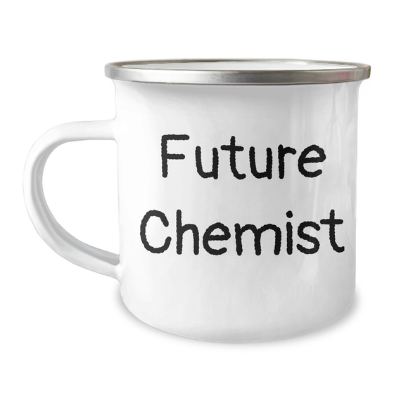 Funny Future Chemist Gifts from Dad for Men, Enamel Camping Mug, 12 oz, Stainless Steel, Inspirational Quote, Perfect Father's Day Unique Gifts - Image 1