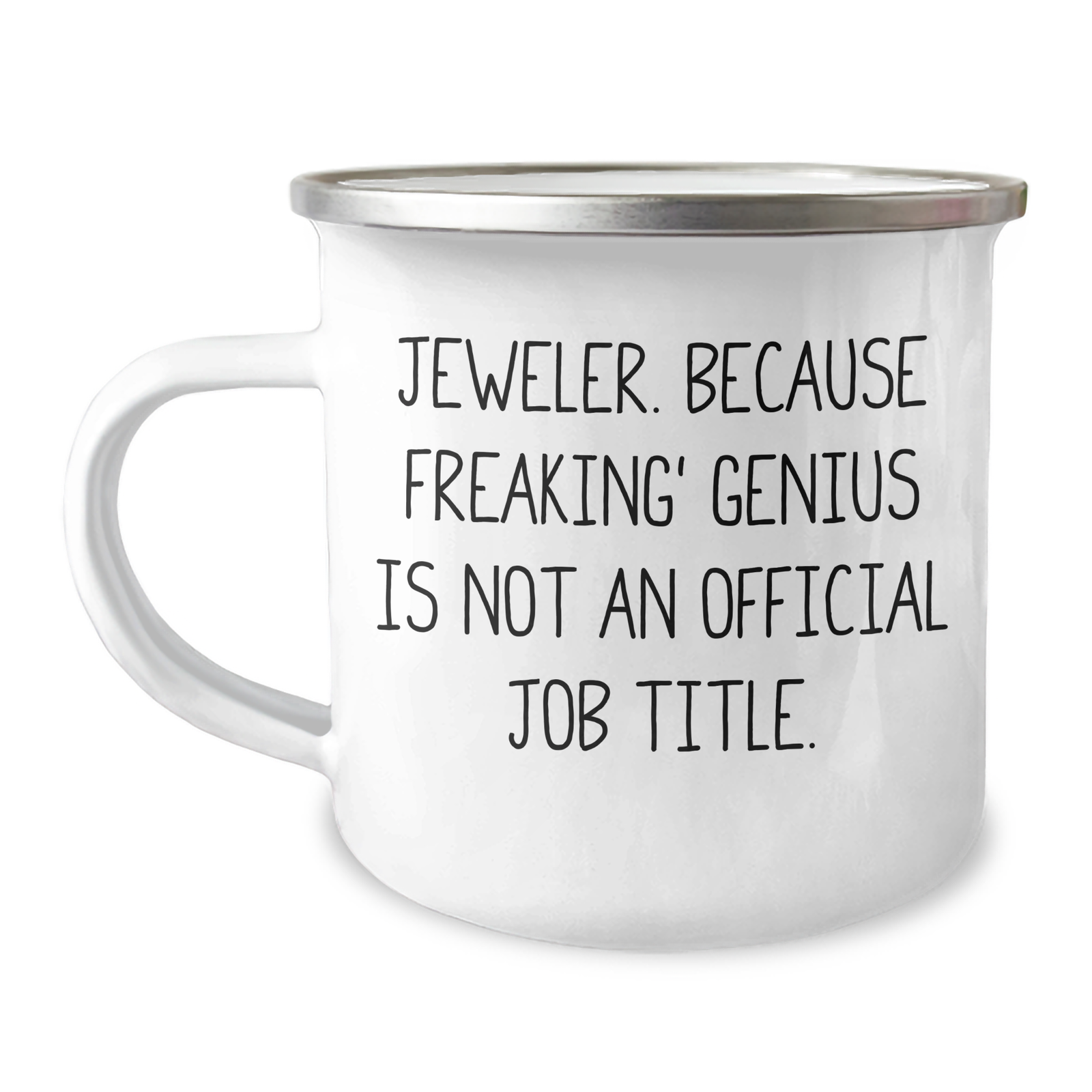 Jeweler Gifts from Friends for Father's Day Camping Mug - 'Freaking' genius Is Not An Official Job Title., Funny Jewelry Lover Mug, Unique Men's Gift - Image 1