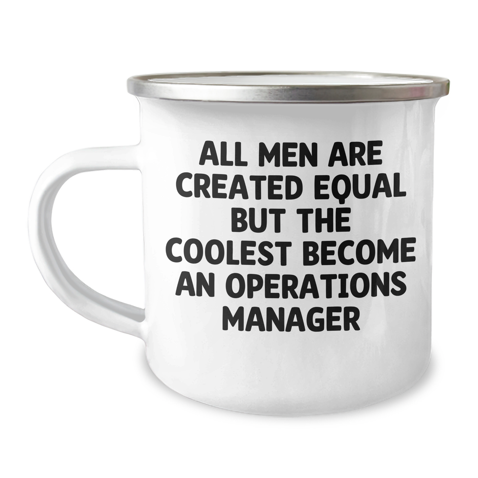 Gifts from Friends for Operations Manager Mother's Day Unique Camping Mugs, Funny Operations Manager Quote 'All Men Are Created Equal But The Coolest Become An Operations Manager' - Image 1