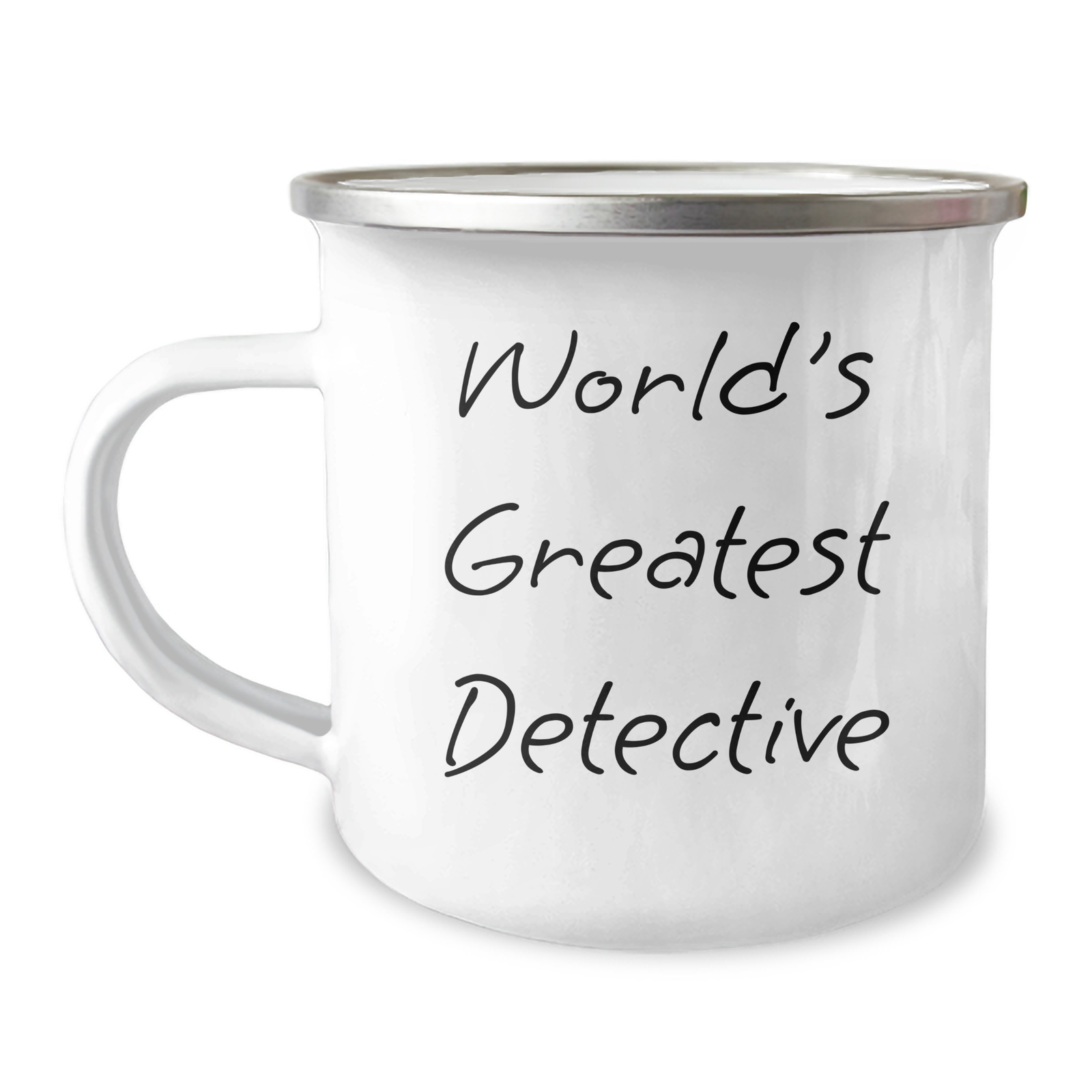 World's Greatest Detective Enamel Camping Mug, Funny Gift for Detective Lover, Mother's Day Unique Gifts from Men to Women, 12 oz Stainless Steel - Image 1