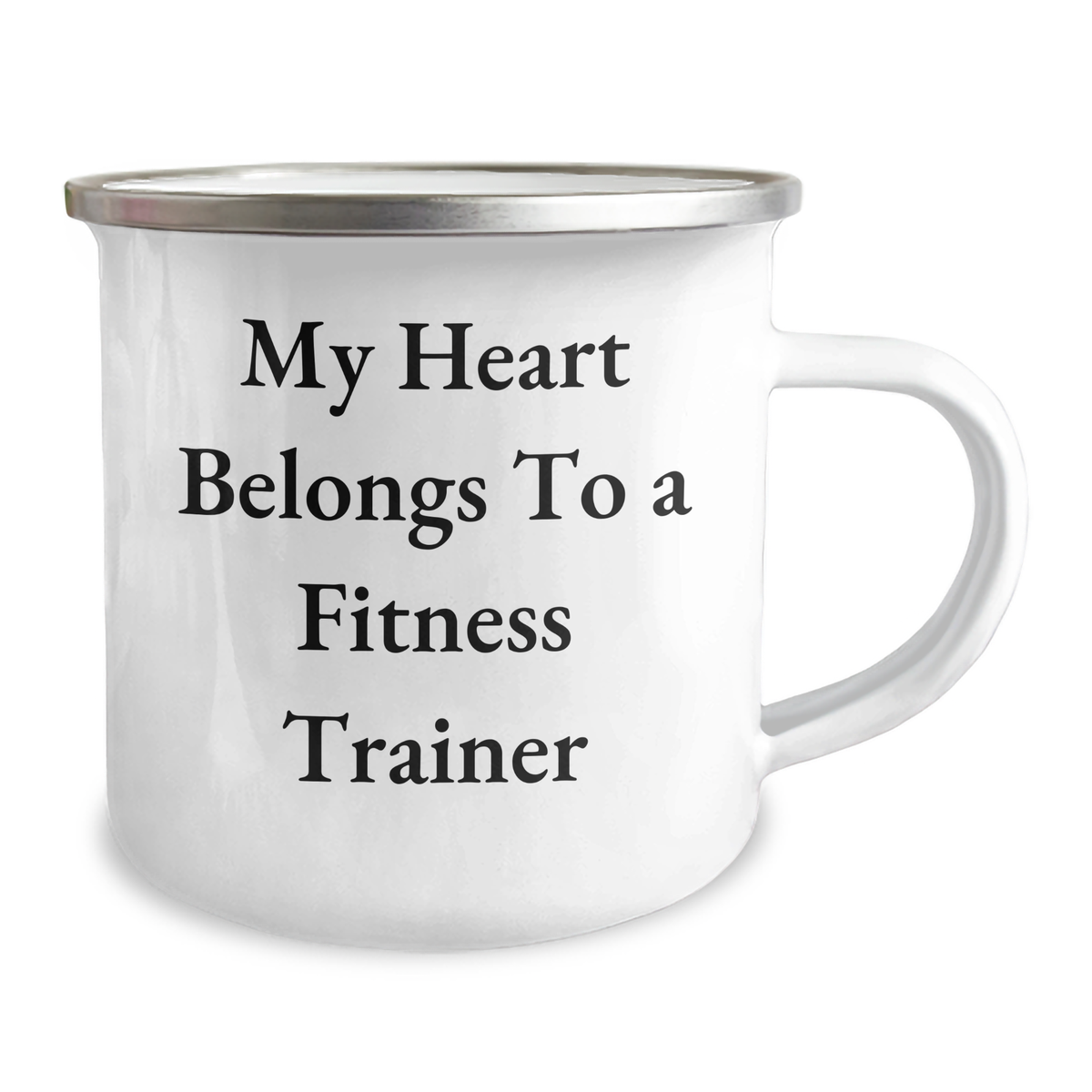 Fitness Trainer Gifts from Men, Funny 'My Heart Belongs To A Fitness Trainer' Camping Mug for Father's Day - Image 2