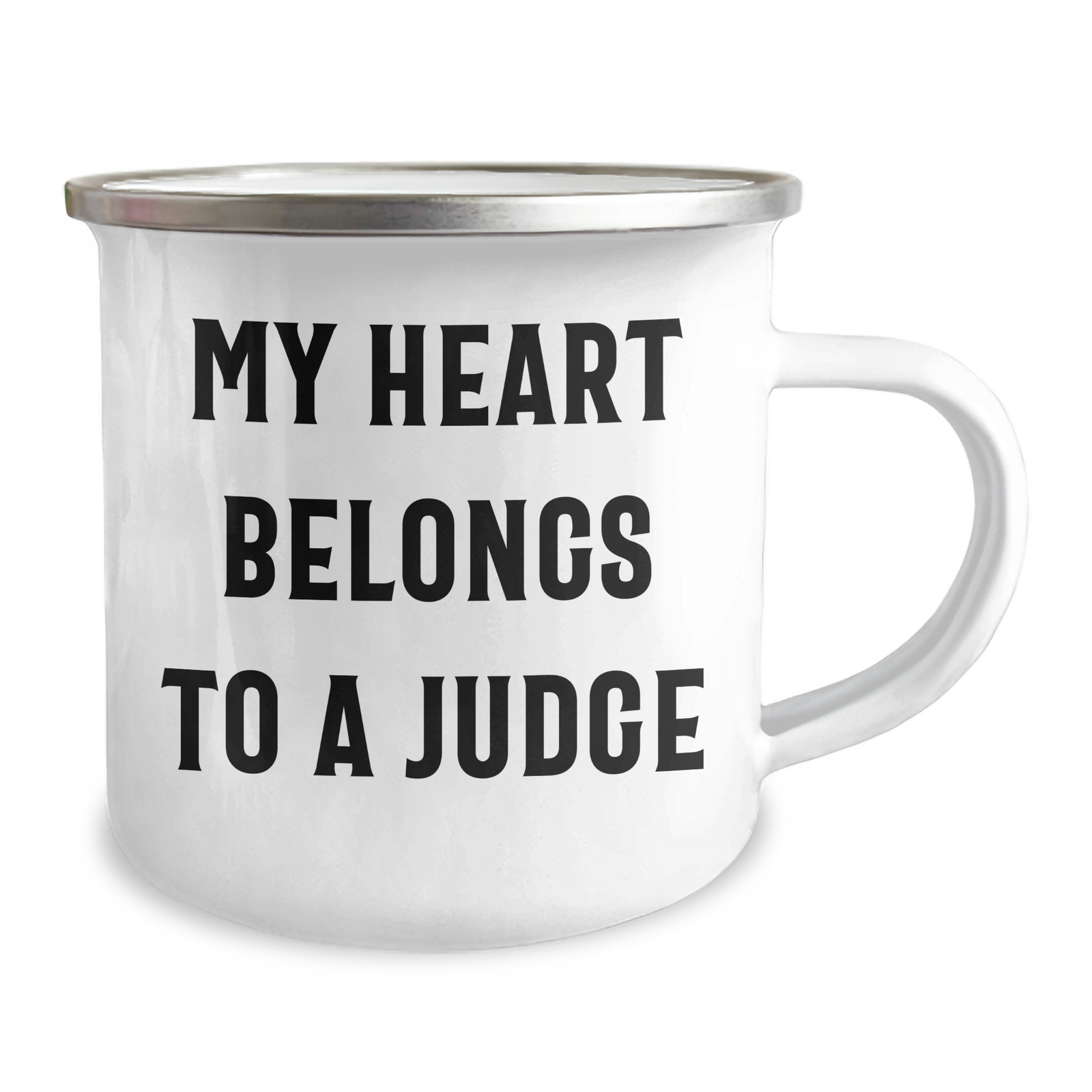 Funny Judge Gifts from Men for Father's Day Unique Judge Camping Mug- 'My Heart Belongs To A Judge', 12 oz Stainless Steel with Enamel Finish - Image 2
