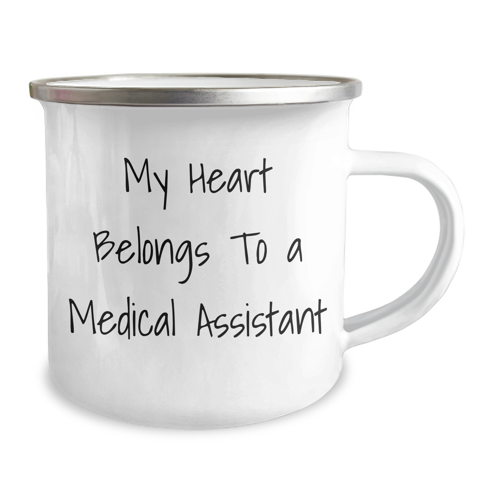Funny Medical Assistant Gifts, My Heart Belongs To A Medical Assistant, 12 oz Stainless Steel Camping Mug for Father's Day from Friends and Family - Image 2