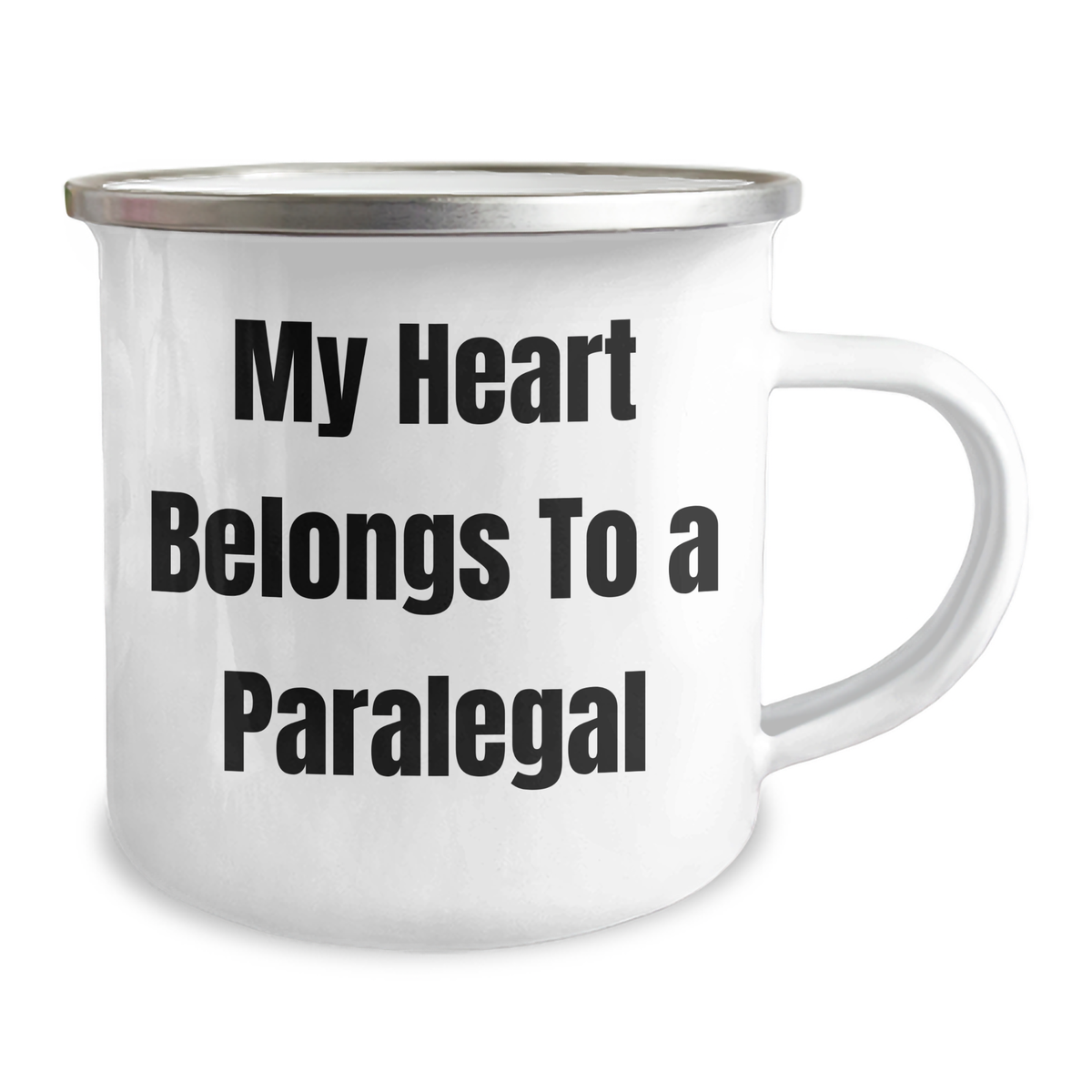 Funny Paralegal Gifts for Him - 'My Heart Belongs To A Paralegal' Stainless Steel Camping Mug, 12 oz, Enamel Finish, Gifts from Men to Men, Unique Father's Day Unique Gifts - Image 2