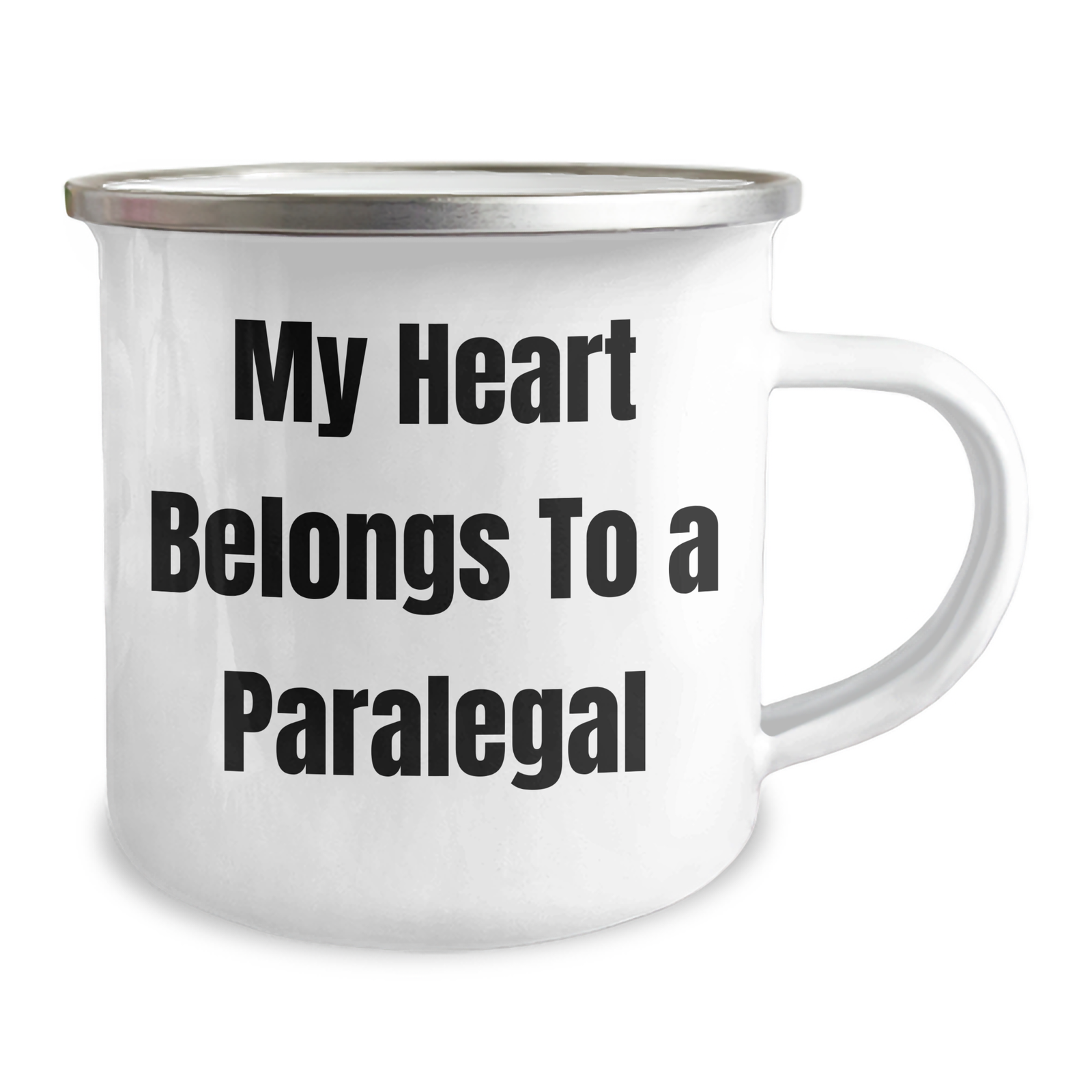 Funny Paralegal Gifts for Him - 'My Heart Belongs To A Paralegal' Stainless Steel Camping Mug, 12 oz, Enamel Finish, Gifts from Men to Men, Unique Father's Day Unique Gifts - Image 2