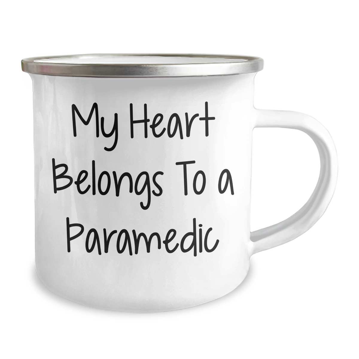 Funny Rescue Worker Gifts from Friends for Rescue Worker on Father's Day - My Heart Belongs To A Rescue Worker Quote Camping Mug - Image 2