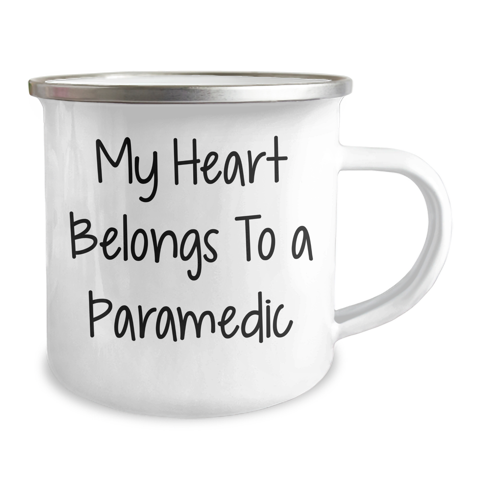 Funny Rescue Worker Gifts from Friends for Rescue Worker on Father's Day - My Heart Belongs To A Rescue Worker Quote Camping Mug - Image 2