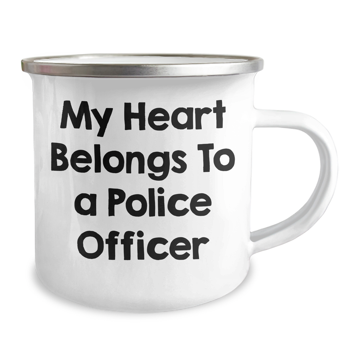 Funny Police Officer Gifts for Dad - 'My Heart Belongs To A Police Officer' Camping Mug, Unique Father's Day Unique Gifts from Men to Police Officer Family - Image 2