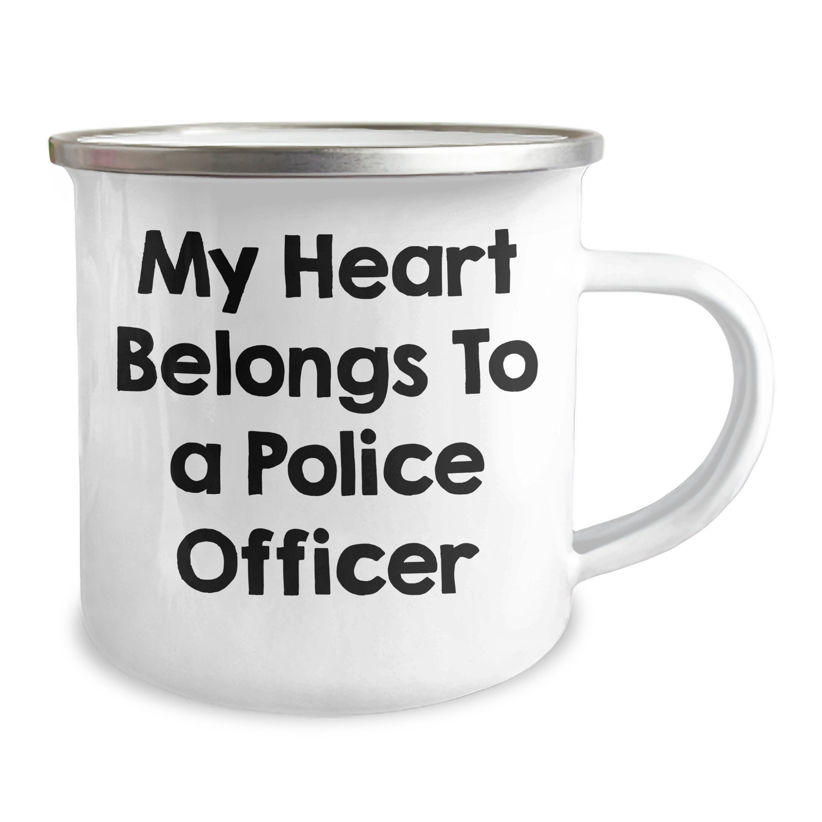 Funny Police Officer Gifts for Dad - 'My Heart Belongs To A Police Officer' Camping Mug, Unique Father's Day Unique Gifts from Men to Police Officer Family - Image 2