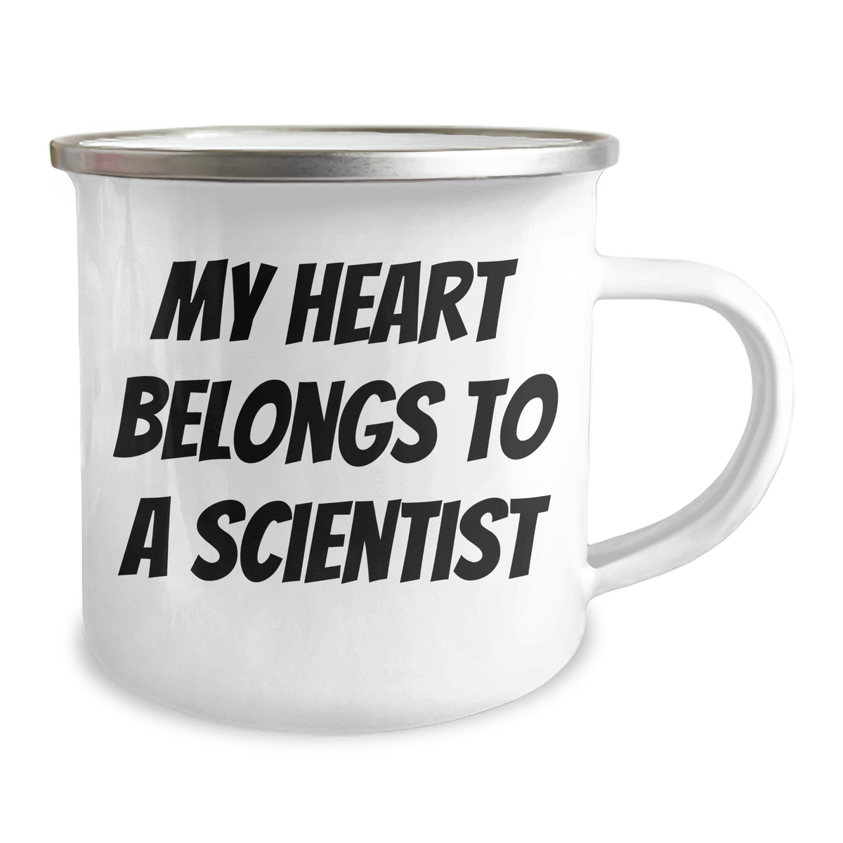 Funny Scientist Gifts - 'My Heart Belongs To A Scientist' Enamel Camping Mug for Men - Perfect Father's Day Unique Gifts from Family - Image 2