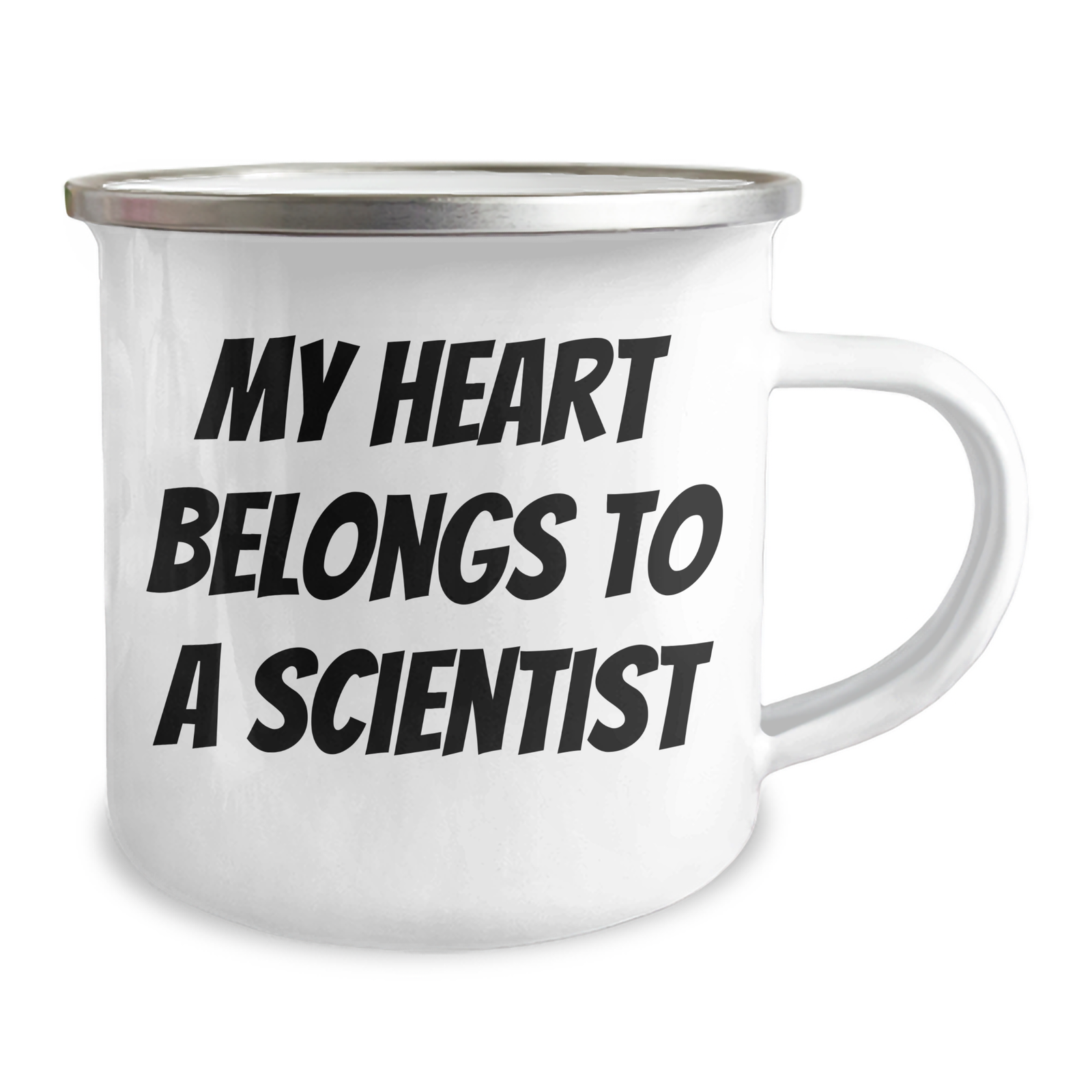 Funny Scientist Gifts - 'My Heart Belongs To A Scientist' Enamel Camping Mug for Men - Perfect Father's Day Unique Gifts from Family - Image 2