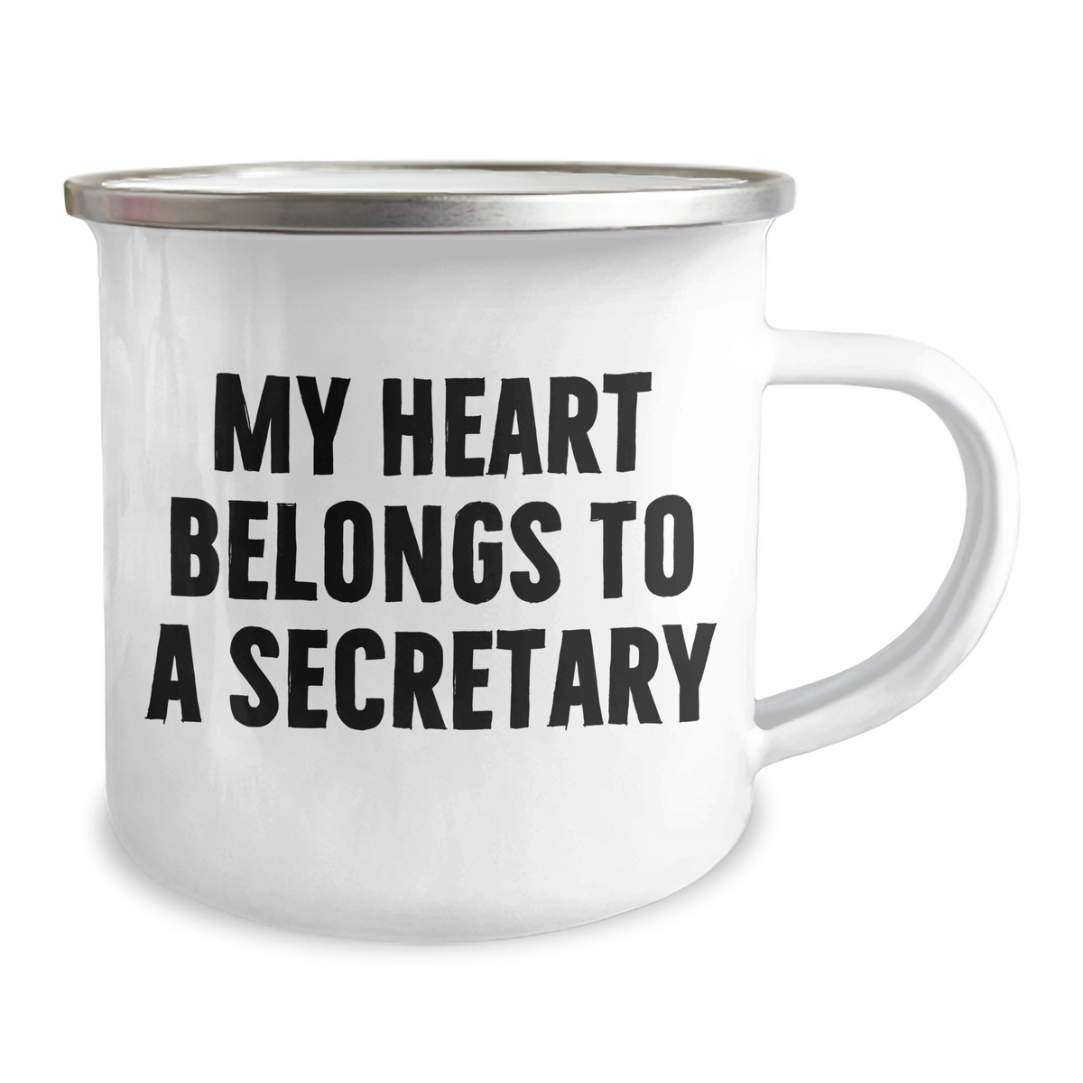 Funny Secretary Gifts from Men to Men, 'My Heart Belongs To A Secretary' Camping Mug for Father's Day, 12 oz Stainless Steel with Enamel Finish - Image 2
