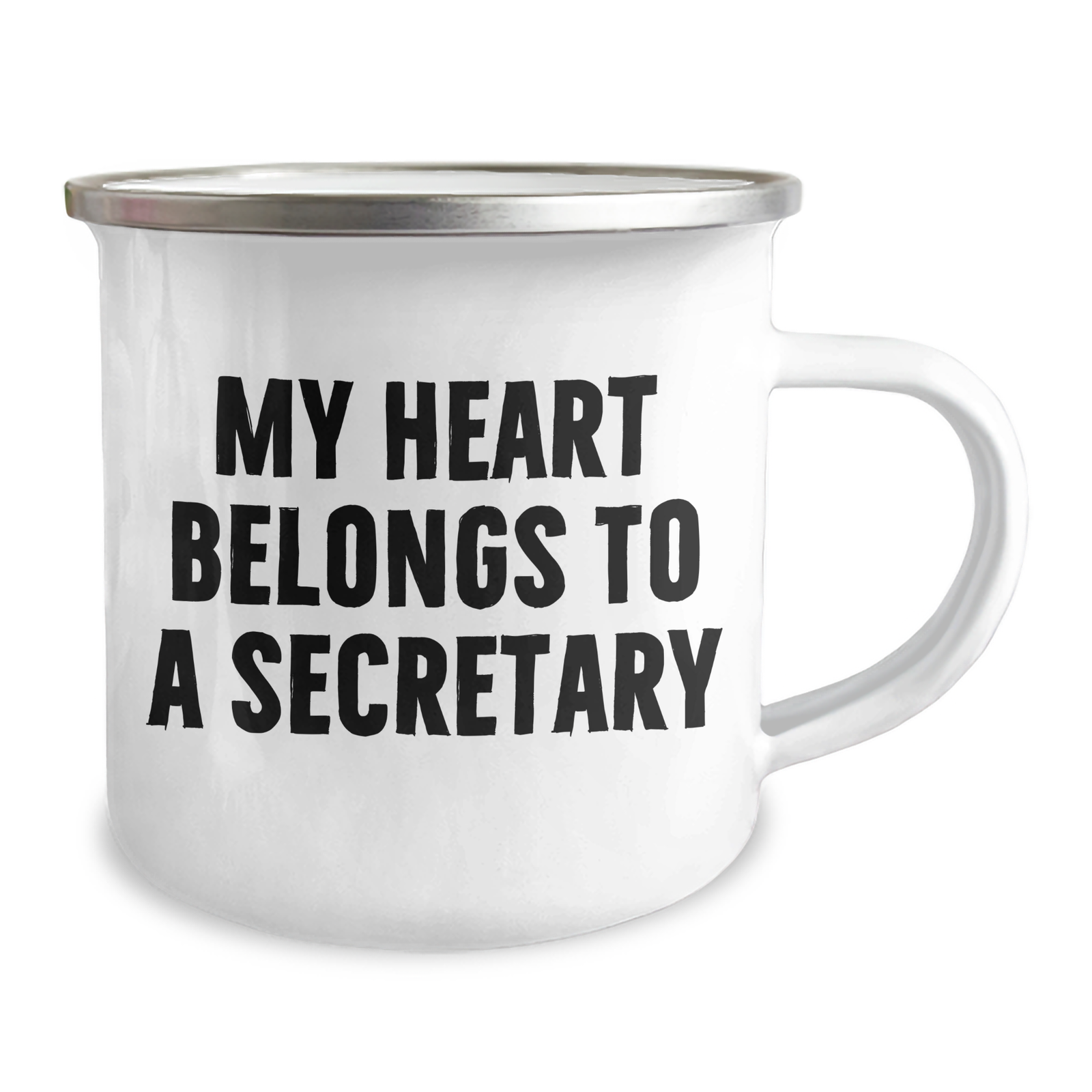 Funny Secretary Gifts from Men to Men, 'My Heart Belongs To A Secretary' Camping Mug for Father's Day, 12 oz Stainless Steel with Enamel Finish - Image 2