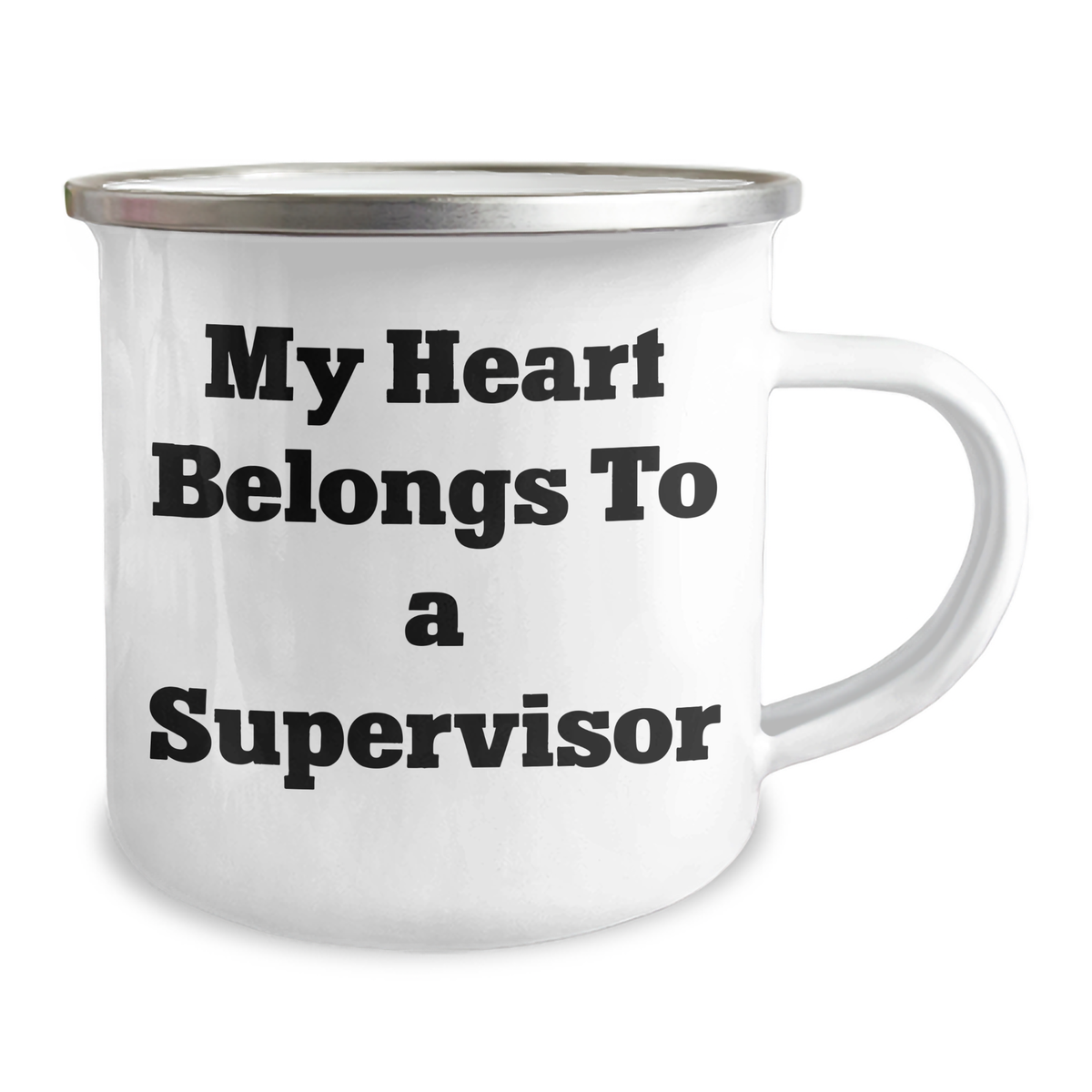 Funny Supervisor Gifts for Men from Family - 'My Heart Belongs To A Supervisor' Camping Mug, 12 oz Stainless Steel with Enamel Finish - Father's Day Unique Gifts - Image 2