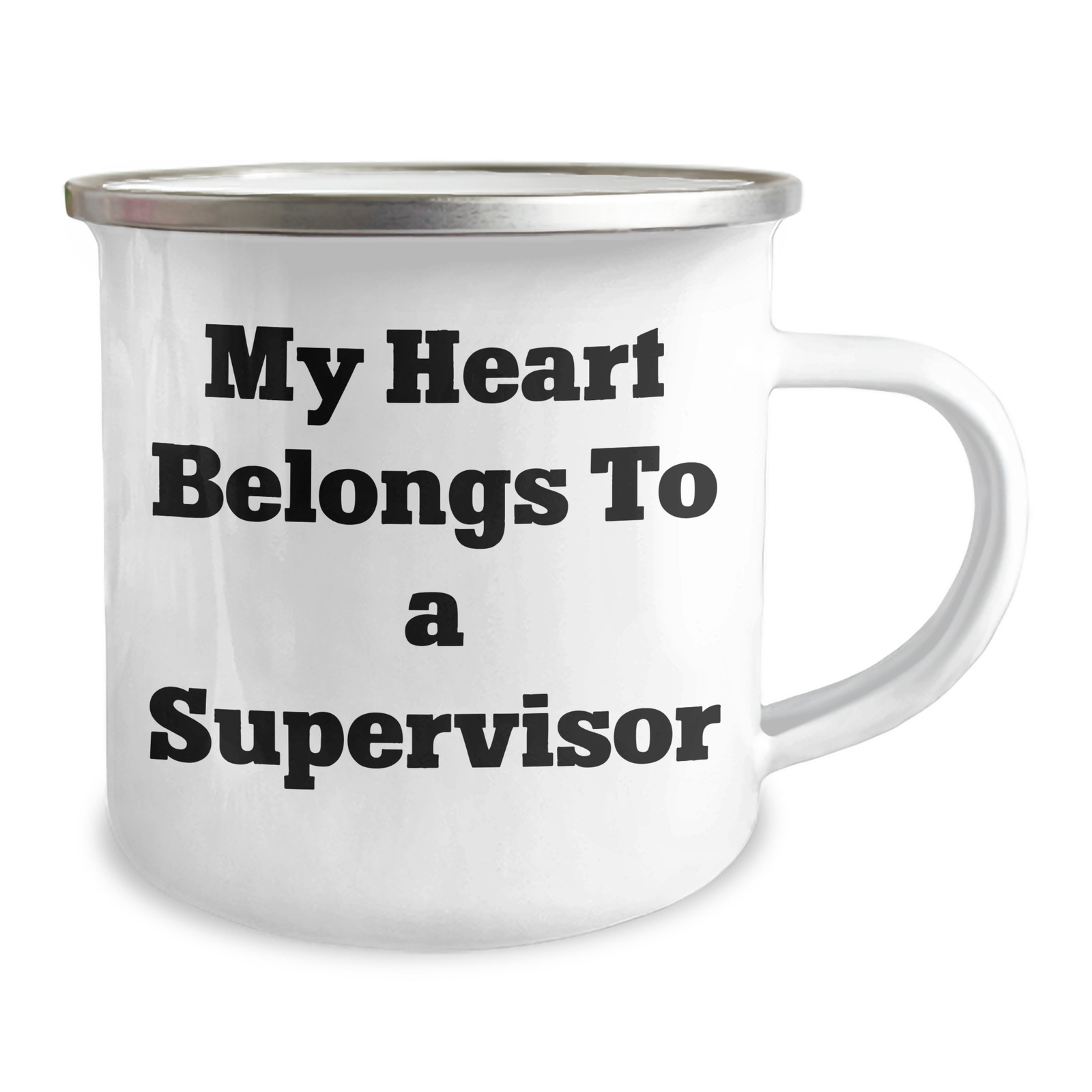 Funny Supervisor Gifts for Men from Family - 'My Heart Belongs To A Supervisor' Camping Mug, 12 oz Stainless Steel with Enamel Finish - Father's Day Unique Gifts - Image 2