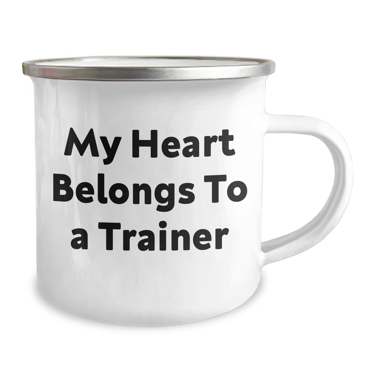 Funny Trainer Gifts from Friends for Father's Day - 'My Heart Belongs To A Trainer' Camping Mug, Stainless Steel with Enamel Finish, 12 oz - Image 2