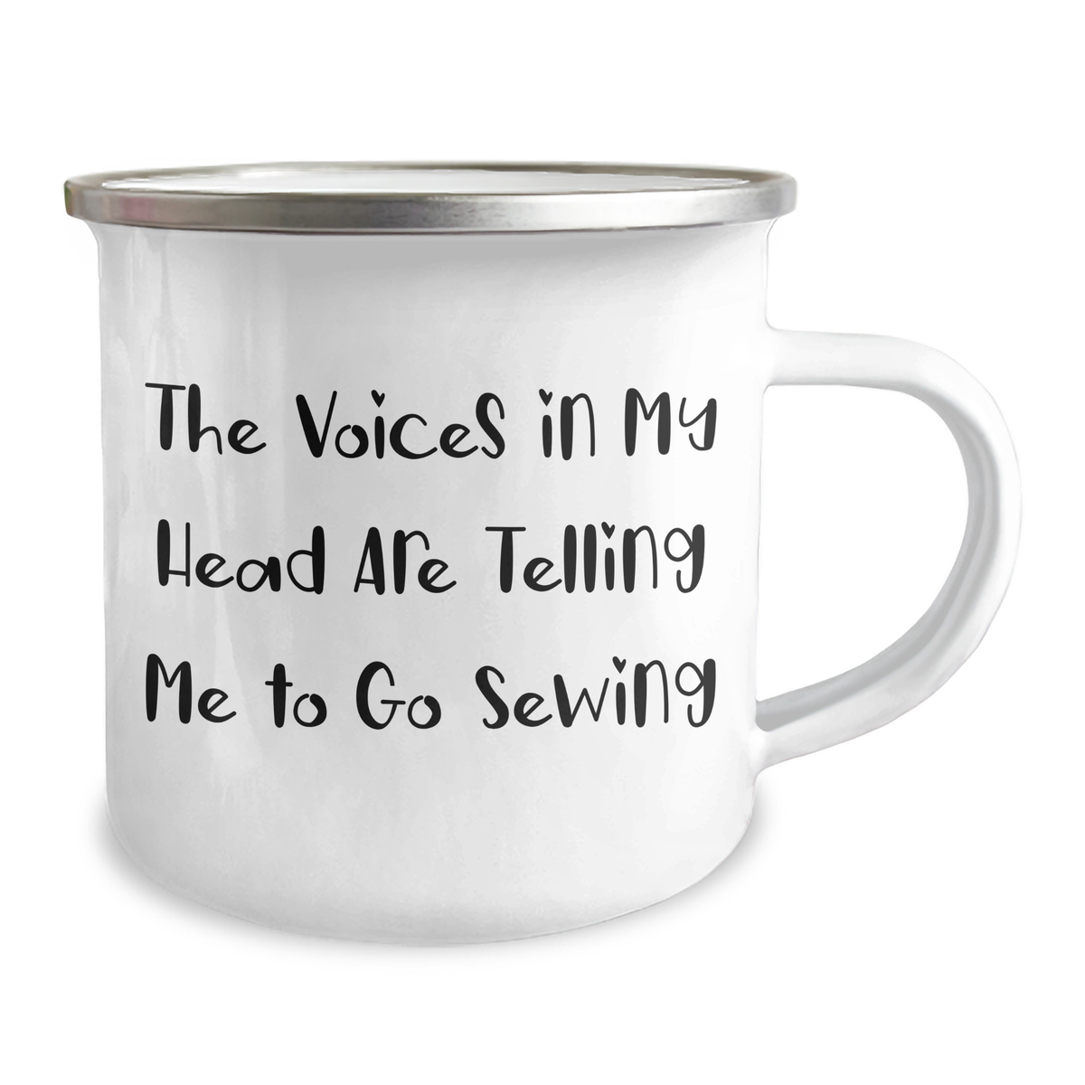 Funny Sewing Quotes Gifts for Men Friends and Family - 'The Voices In My Head Are Telling Me To Go Sewing' Stainless Steel Camping Mug, 12 oz, Ideal Gift for Father's Day - Image 2