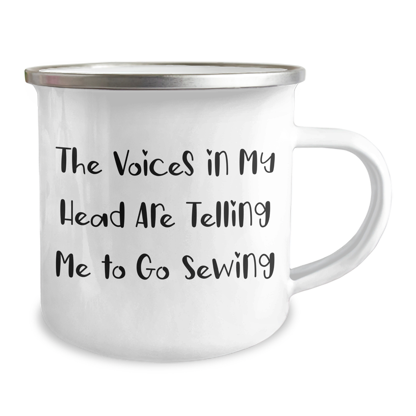 Funny Sewing Quotes Gifts for Men Friends and Family - 'The Voices In My Head Are Telling Me To Go Sewing' Stainless Steel Camping Mug, 12 oz, Ideal Gift for Father's Day - Image 2