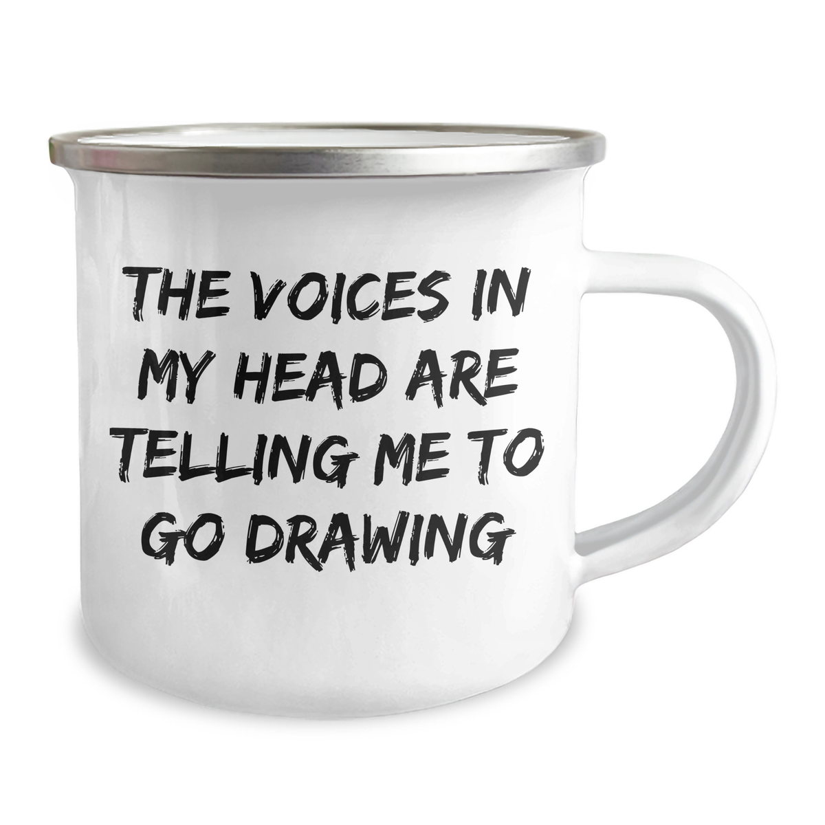 Funny Drawing Gifts for Men from Dad on Father's Day - 'The Voices In My Head Are Telling Me To Go Drawing' Camping Mug, 12 oz Stainless Steel with Enamel Finish - Image 2