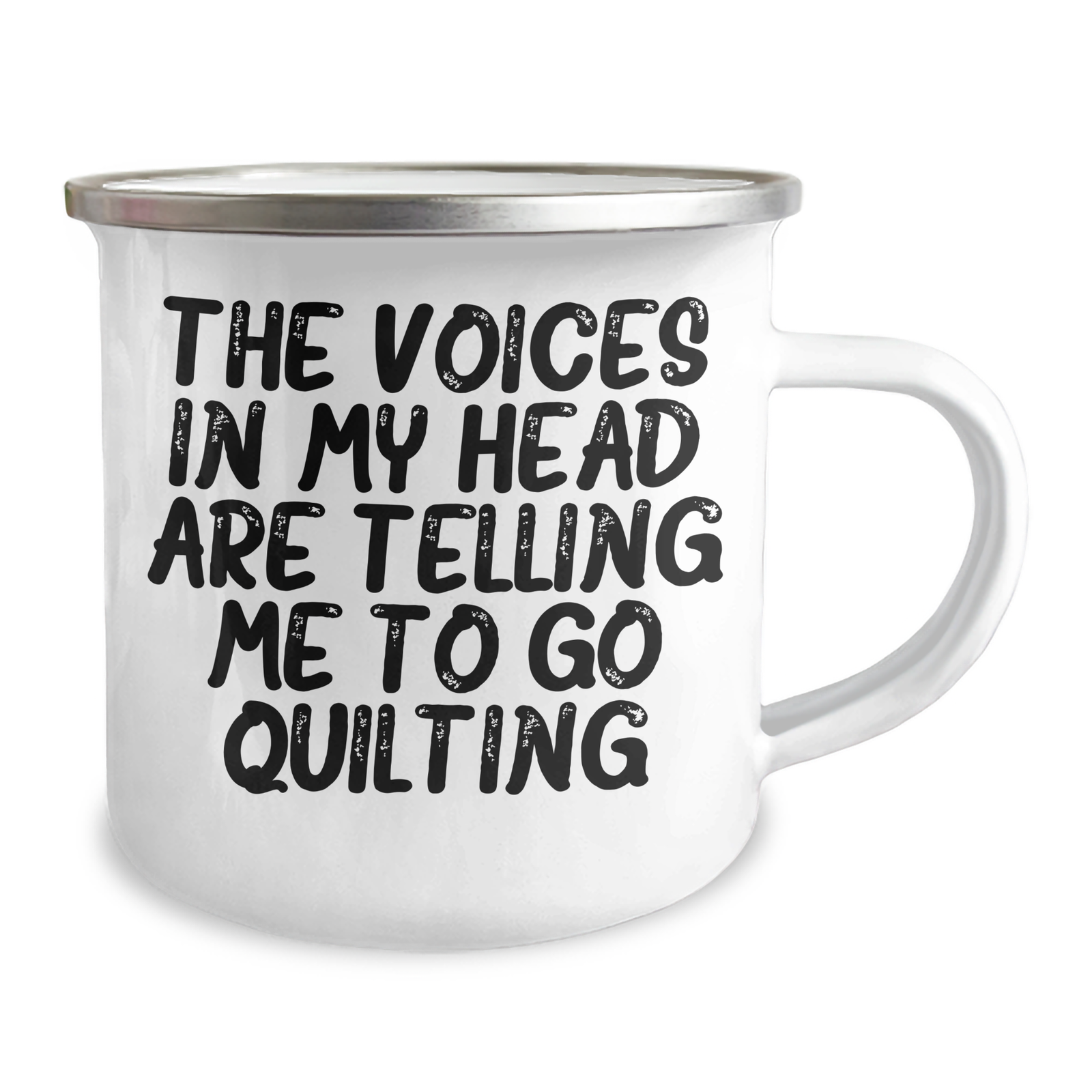 Quilting Gifts for Men, Funny Quilt-Themed Camping Mug, 'The Voices In My Head Are Telling Me To Go Quilting' for Father's Day, Gifts from Mom, Dad, or Friends - Image 2