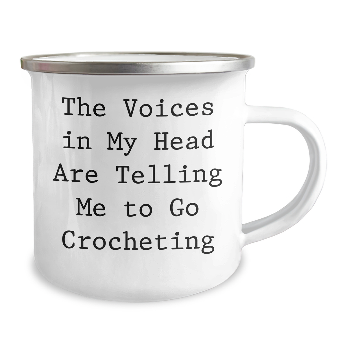 'Funny' Crocheting Gifts from Friends to Family - 'The Voices In My Head Are Telling Me To Go Crocheting' Camping Mug for Dad's Special Day - Image 2