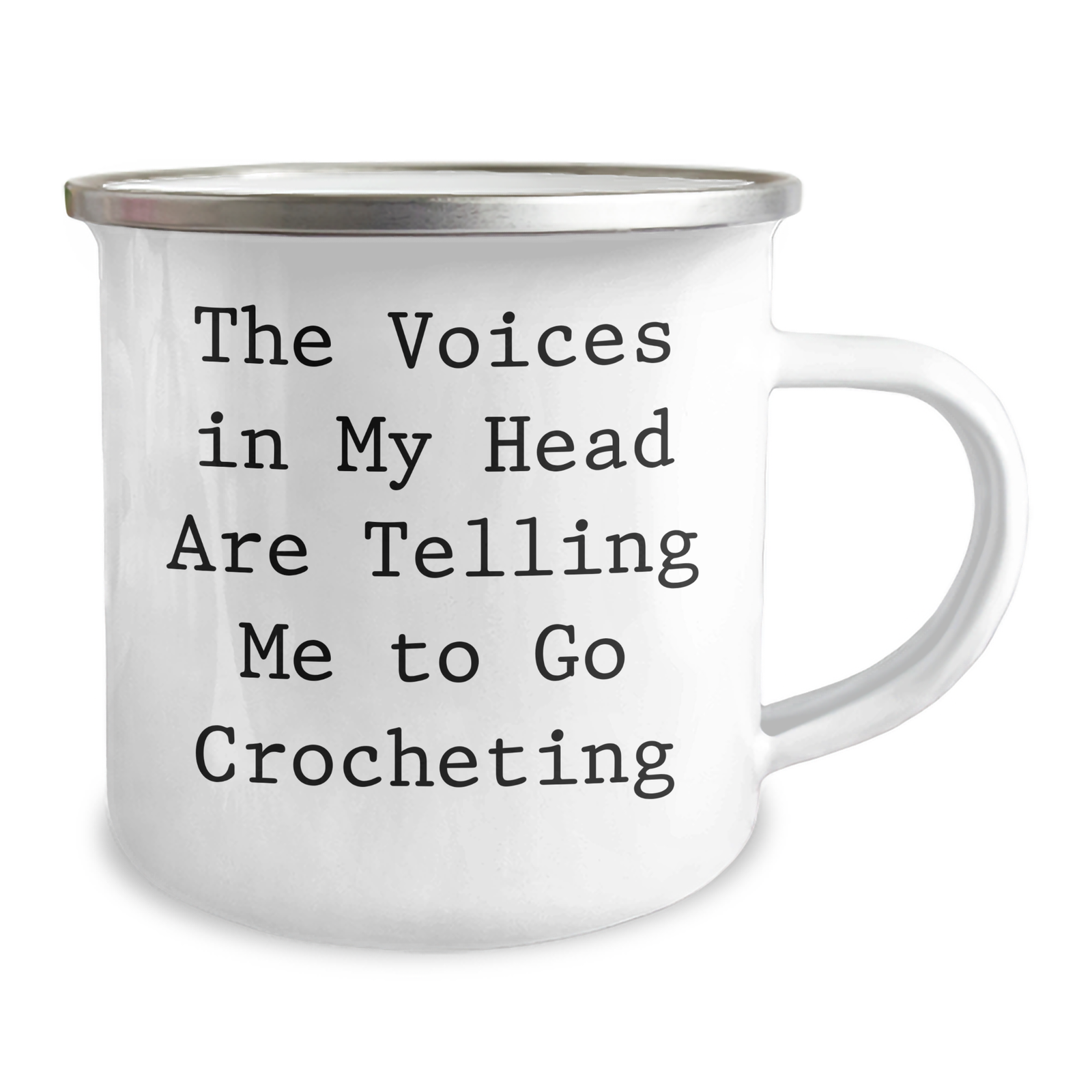 'Funny' Crocheting Gifts from Friends to Family - 'The Voices In My Head Are Telling Me To Go Crocheting' Camping Mug for Dad's Special Day - Image 2